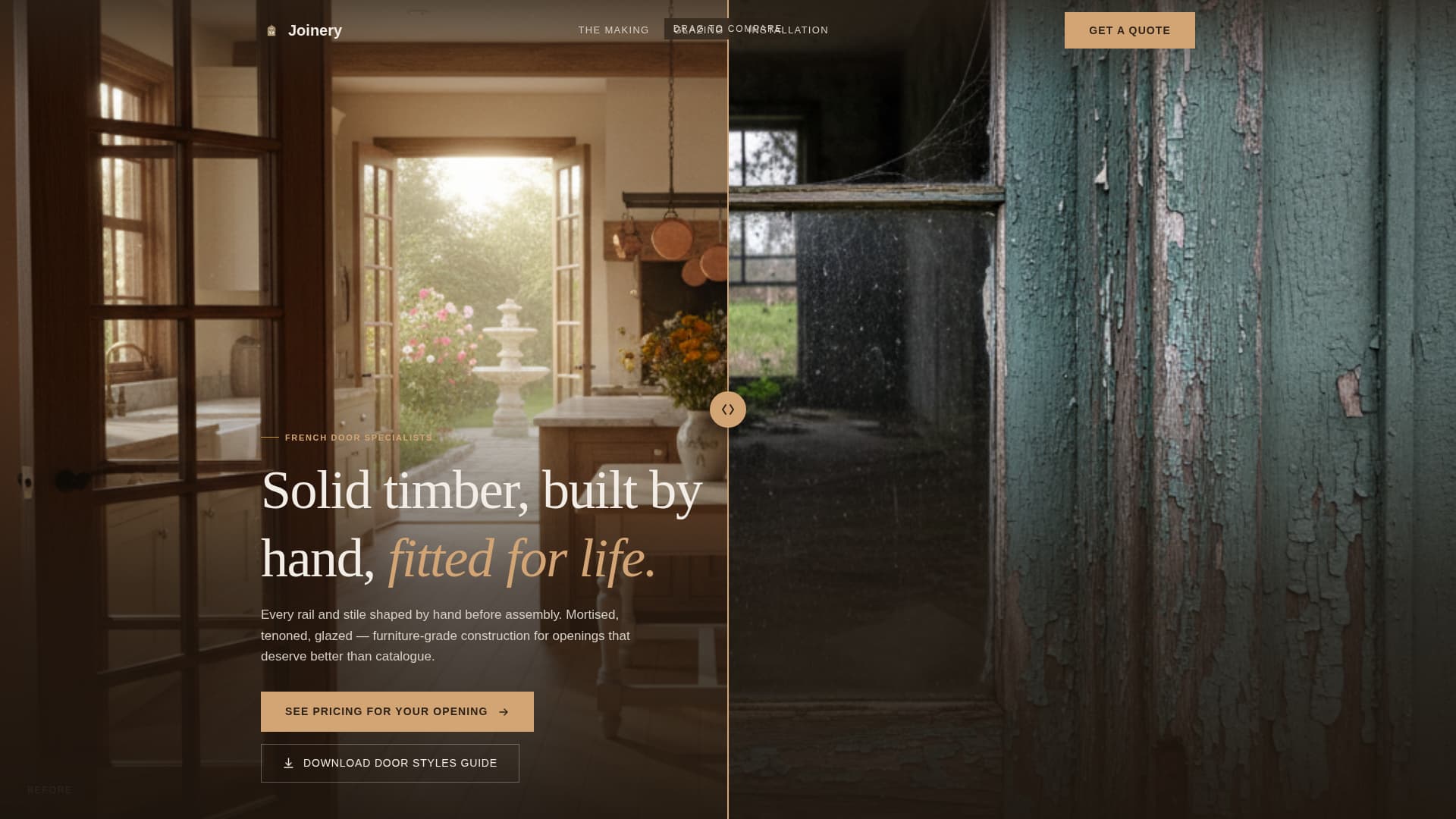 Joinery - Handcrafted Frenchdoor Landing Page Template