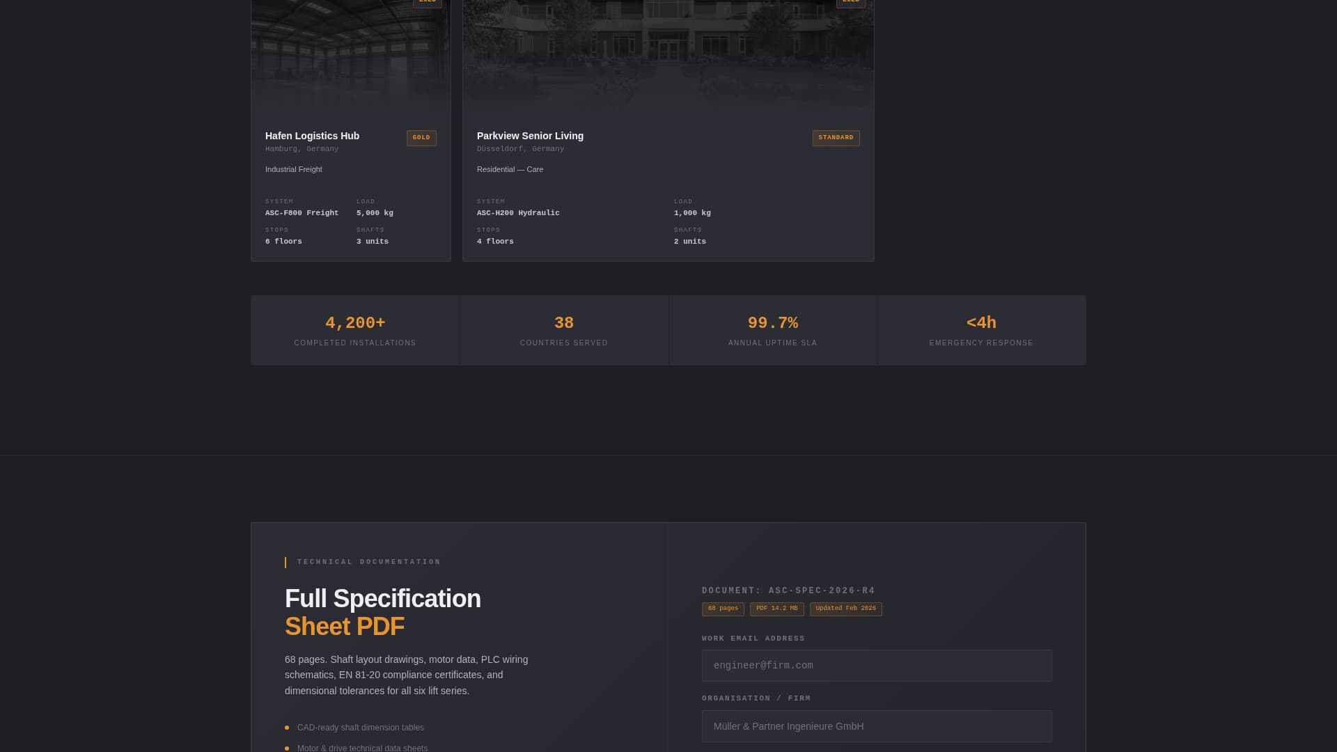 Ascend - Highspecification Elevatormanufacturer Landing Page Template