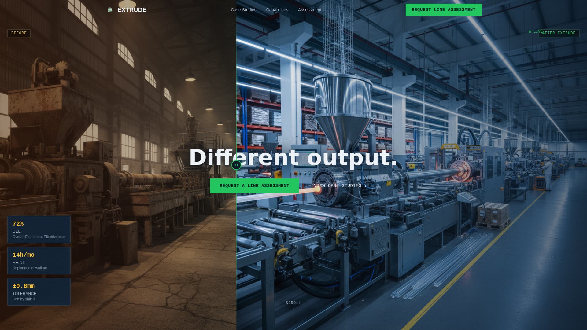 Extrude - Precision Extrusionequipment Landing Page Template