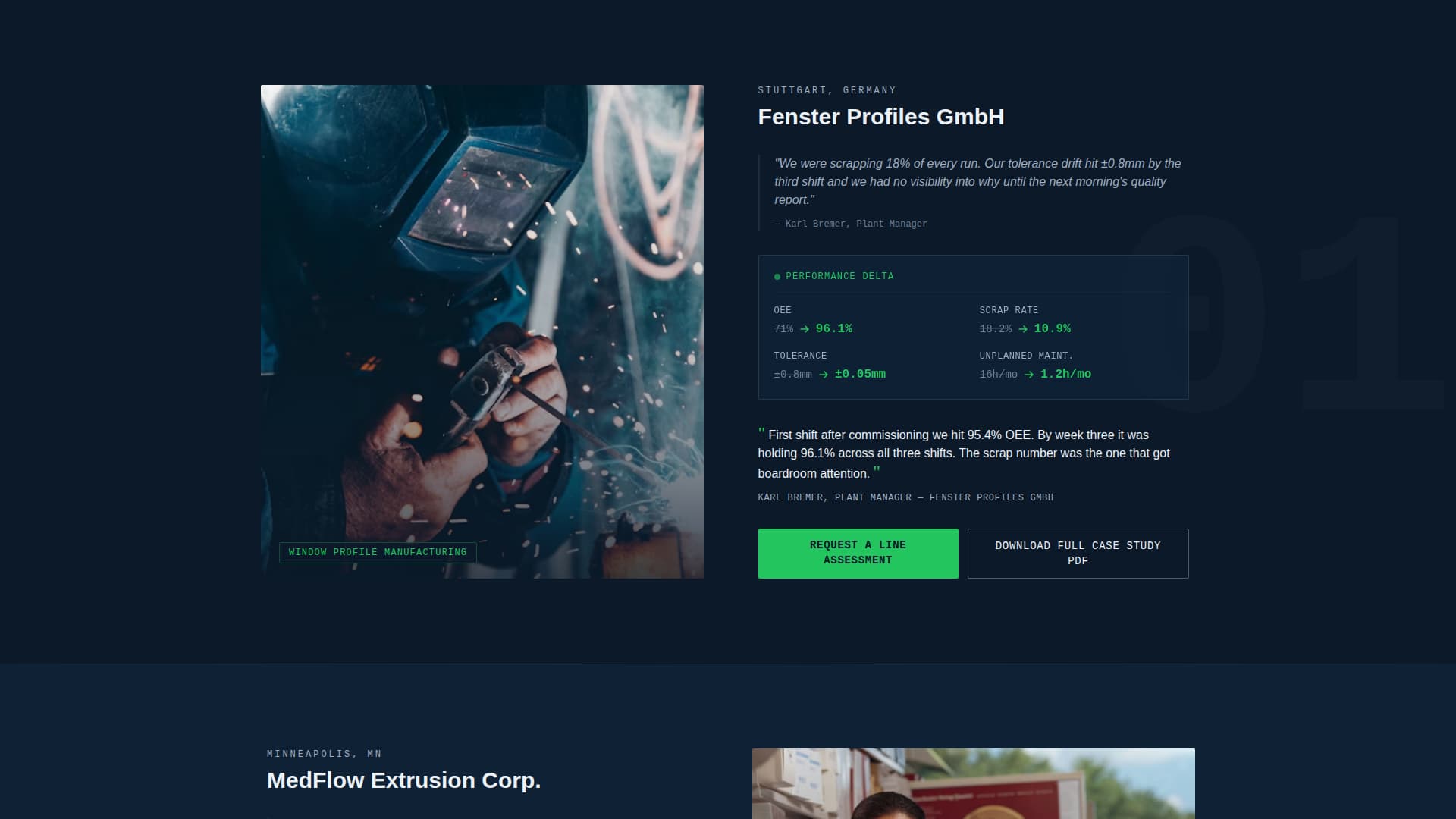 Extrude - Precision Extrusionequipment Landing Page Template