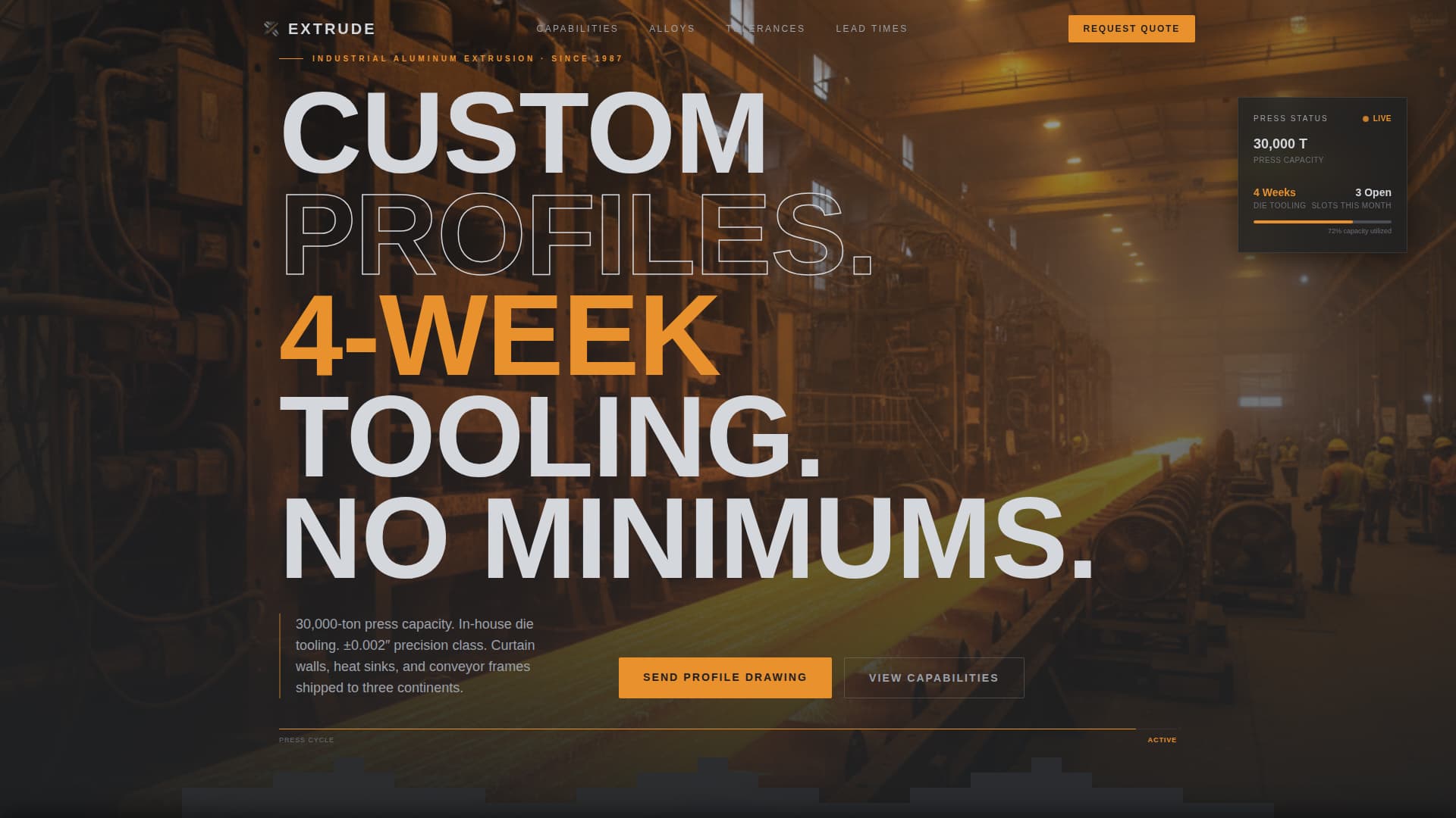 Extrude - Precision Extrusion Landing Page Template