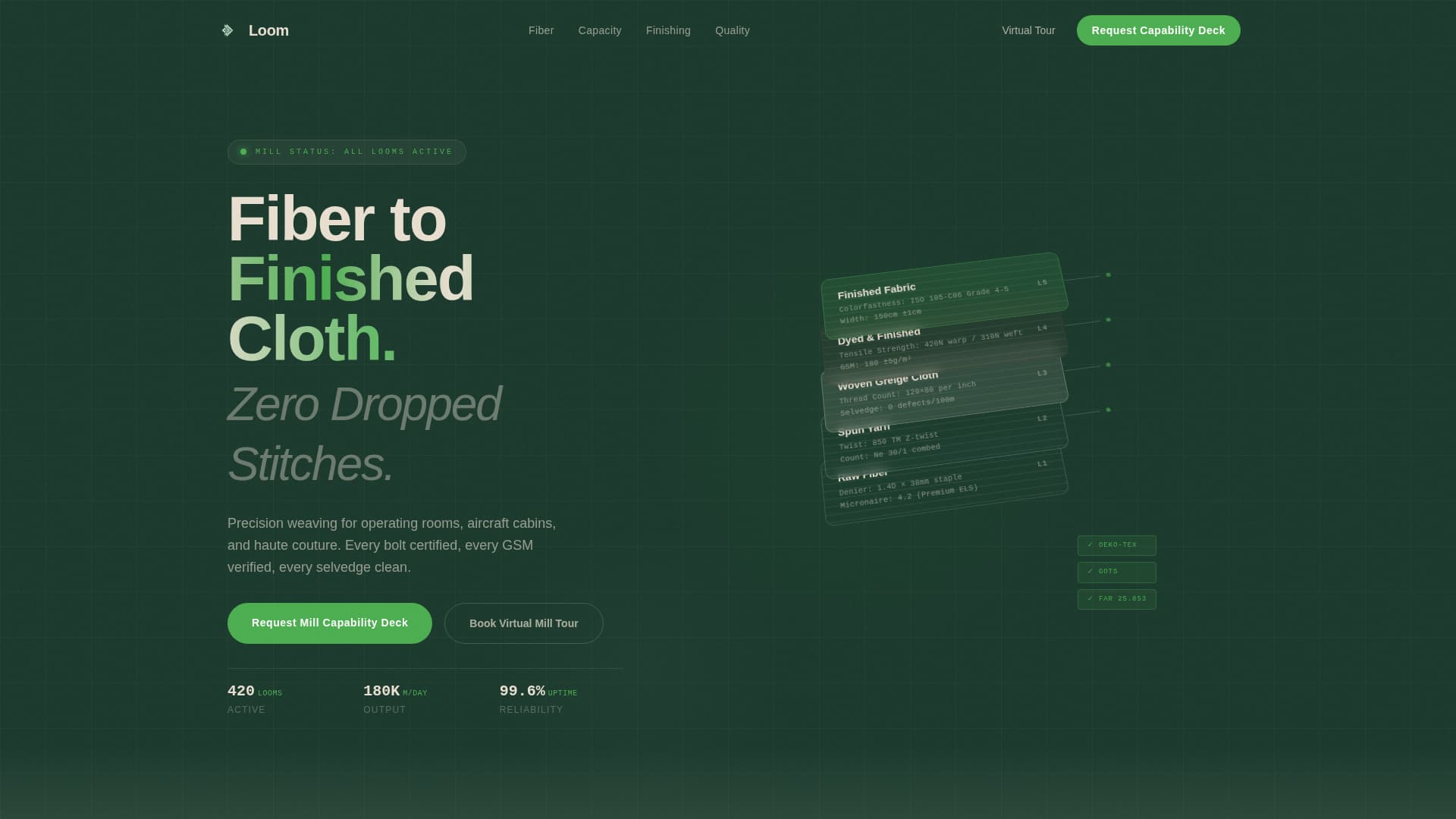 Loom - Precision Fabric Landing Page Template