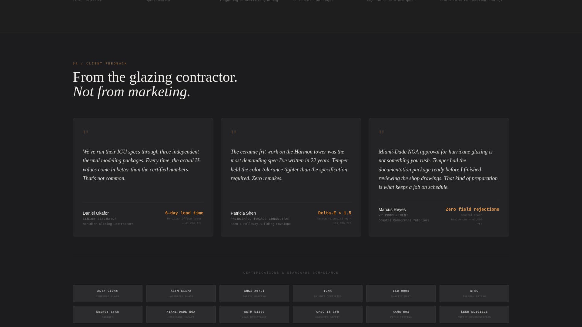 Temper - Industrial Glassmanufacturing Landing Page Template