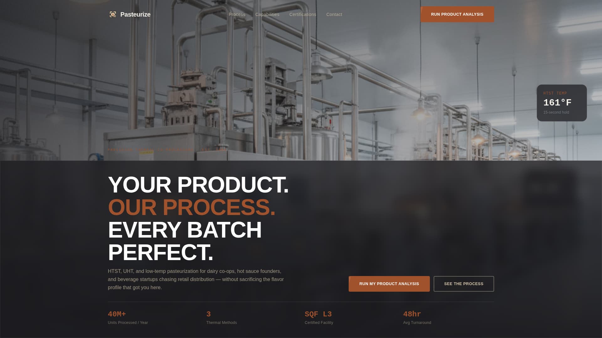Pasteurize - Precision Heattreatment Landing Page Template