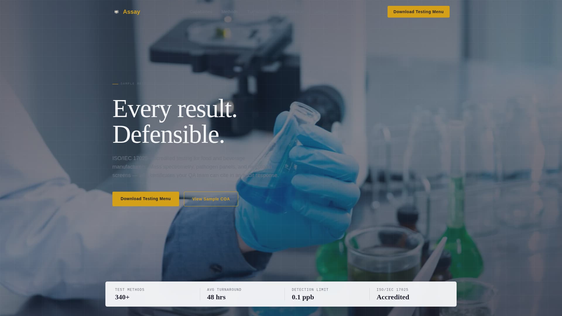 Assay - Precision Foodtesting Landing Page Template