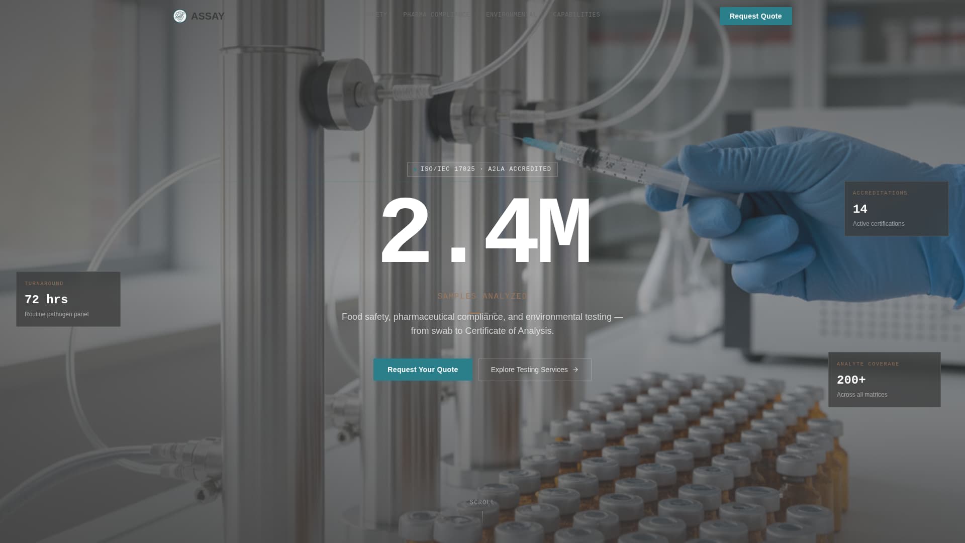 Assay - Exacting Laboratorytesting Landing Page Template