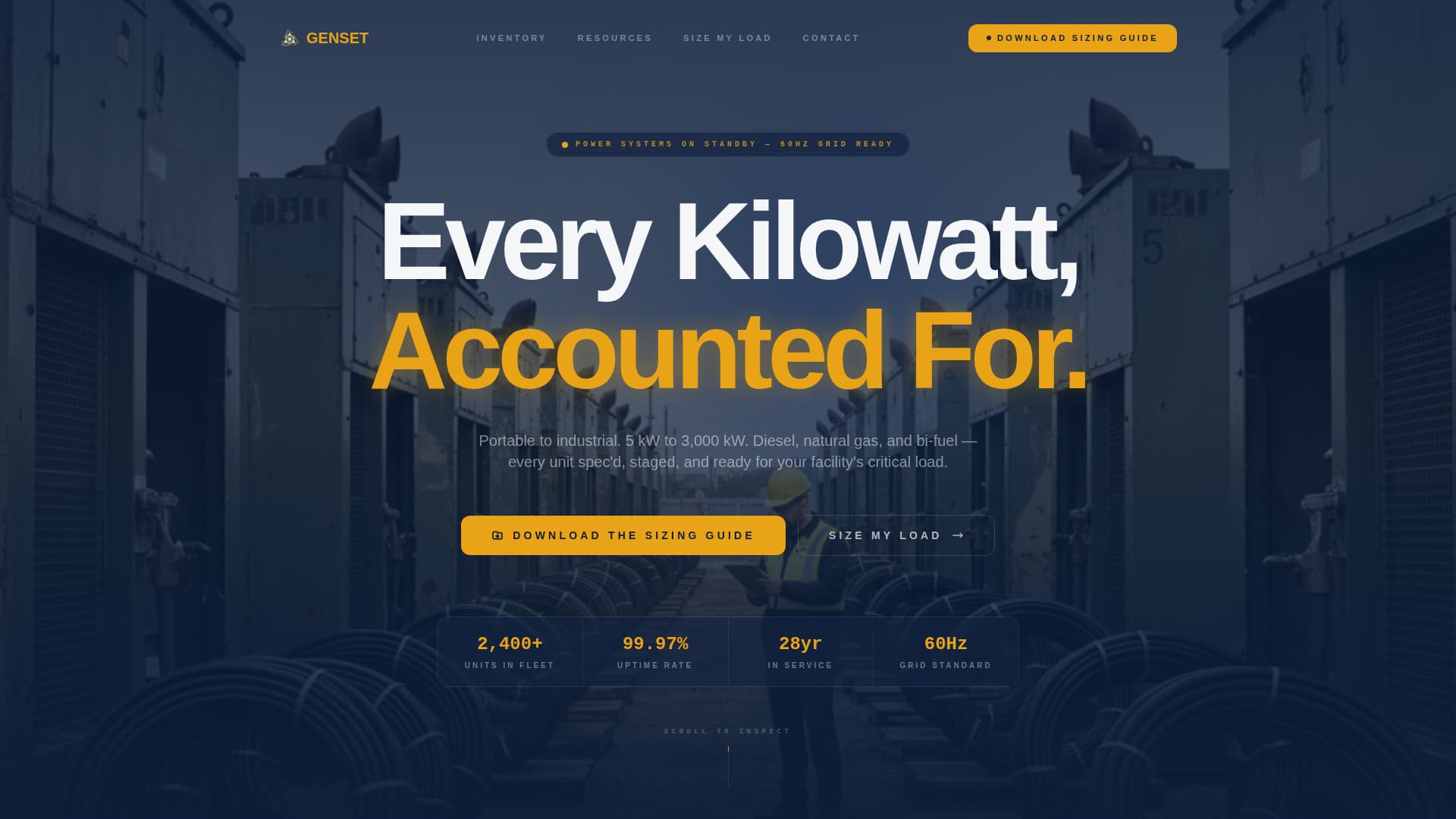 Genset - Powerful Industrial Landing Page Template