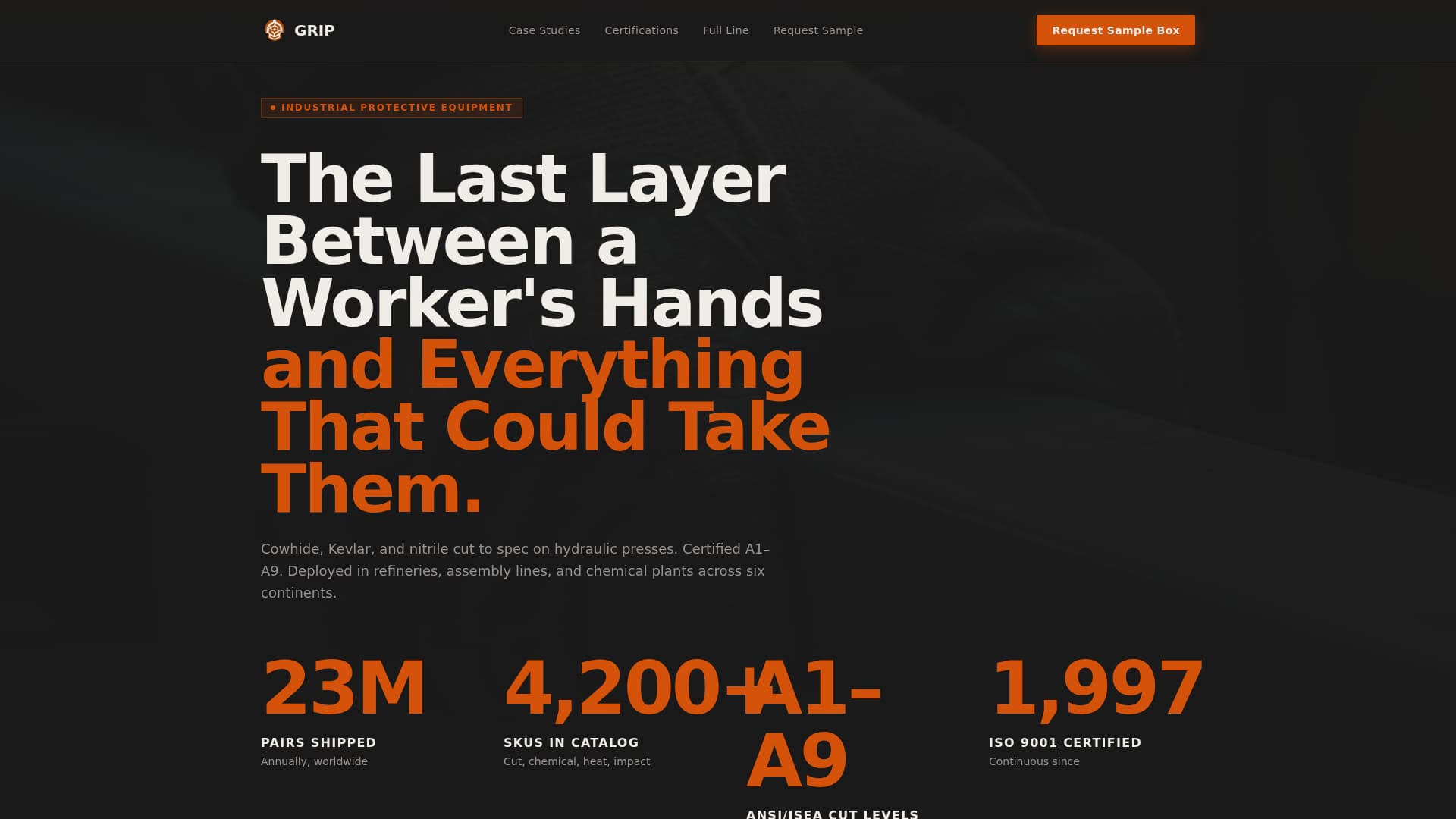 Grip - Industrial Glove Landing Page Template