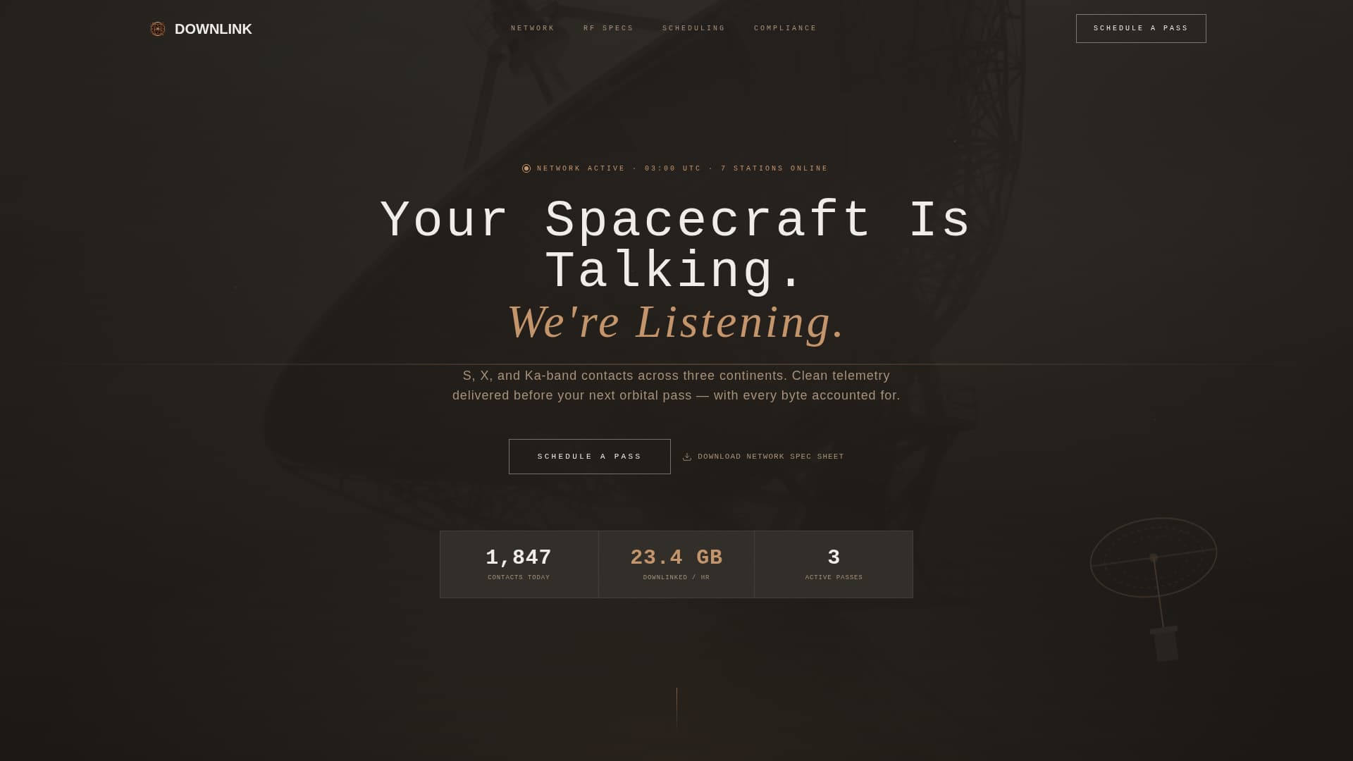 Downlink - Precision Groundstation Landing Page Template
