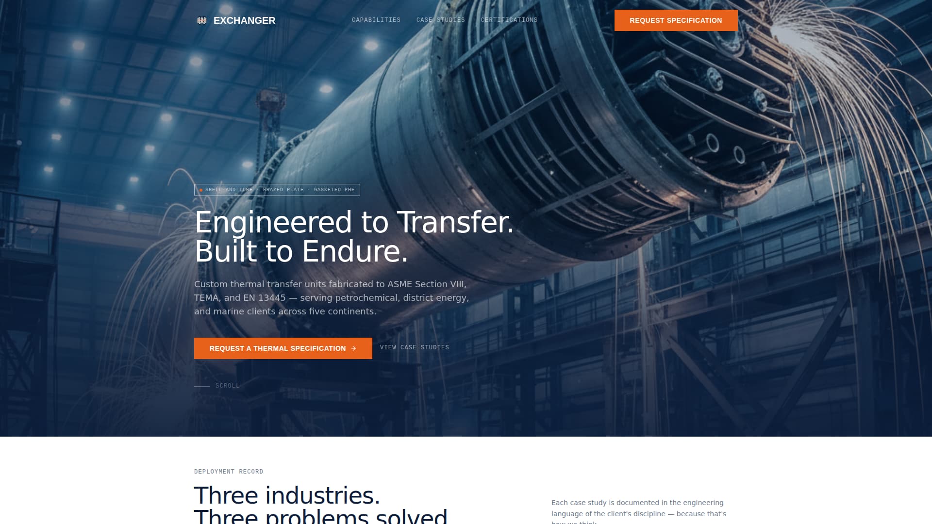 Exchanger - Precision Industrial Landing Page Template