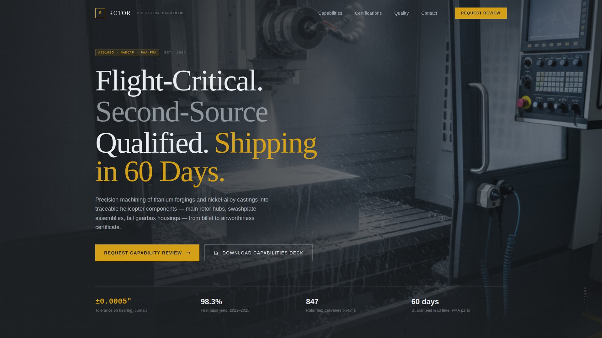 Rotor - Precision Aerospace Landing Page Template