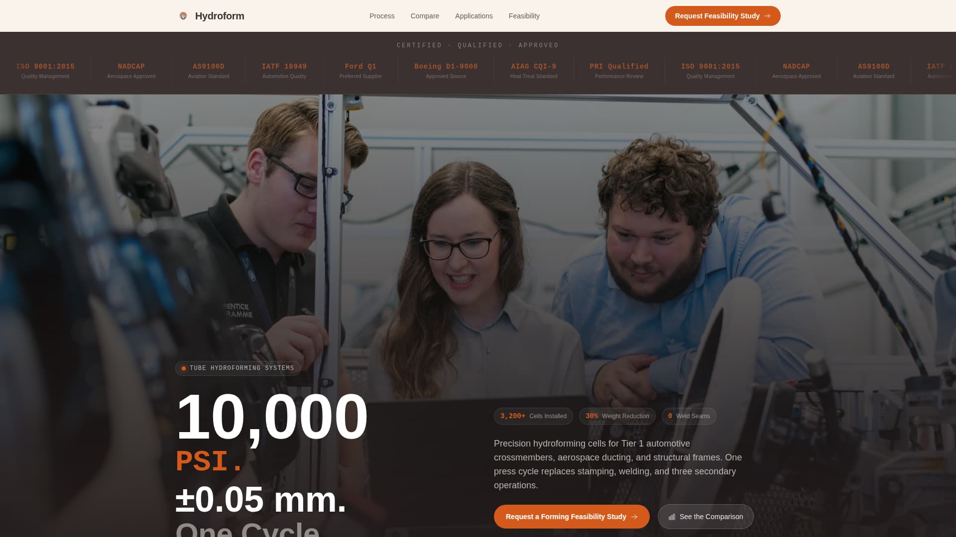 Hydroform - Precision Manufacturing Landing Page Template