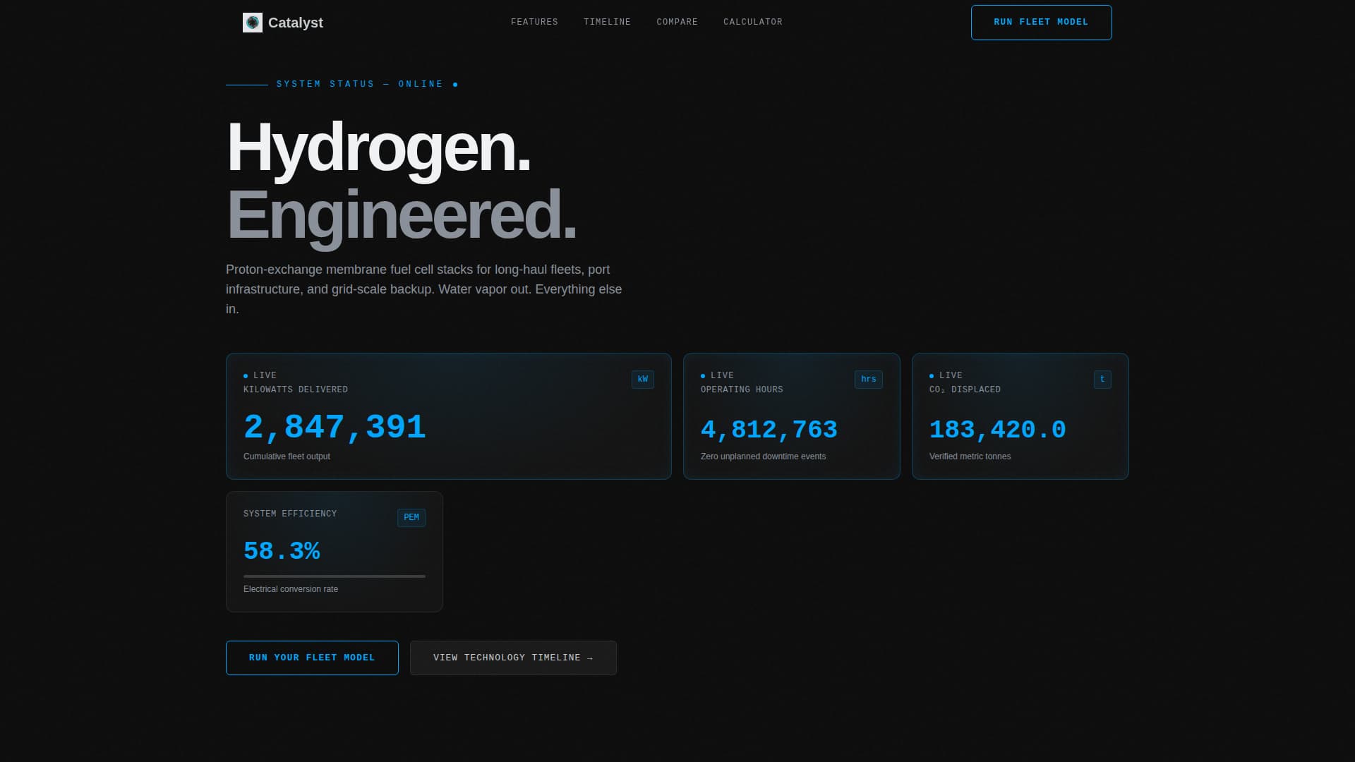 Catalyst - Precision Hydrogenfuelcell Landing Page Template