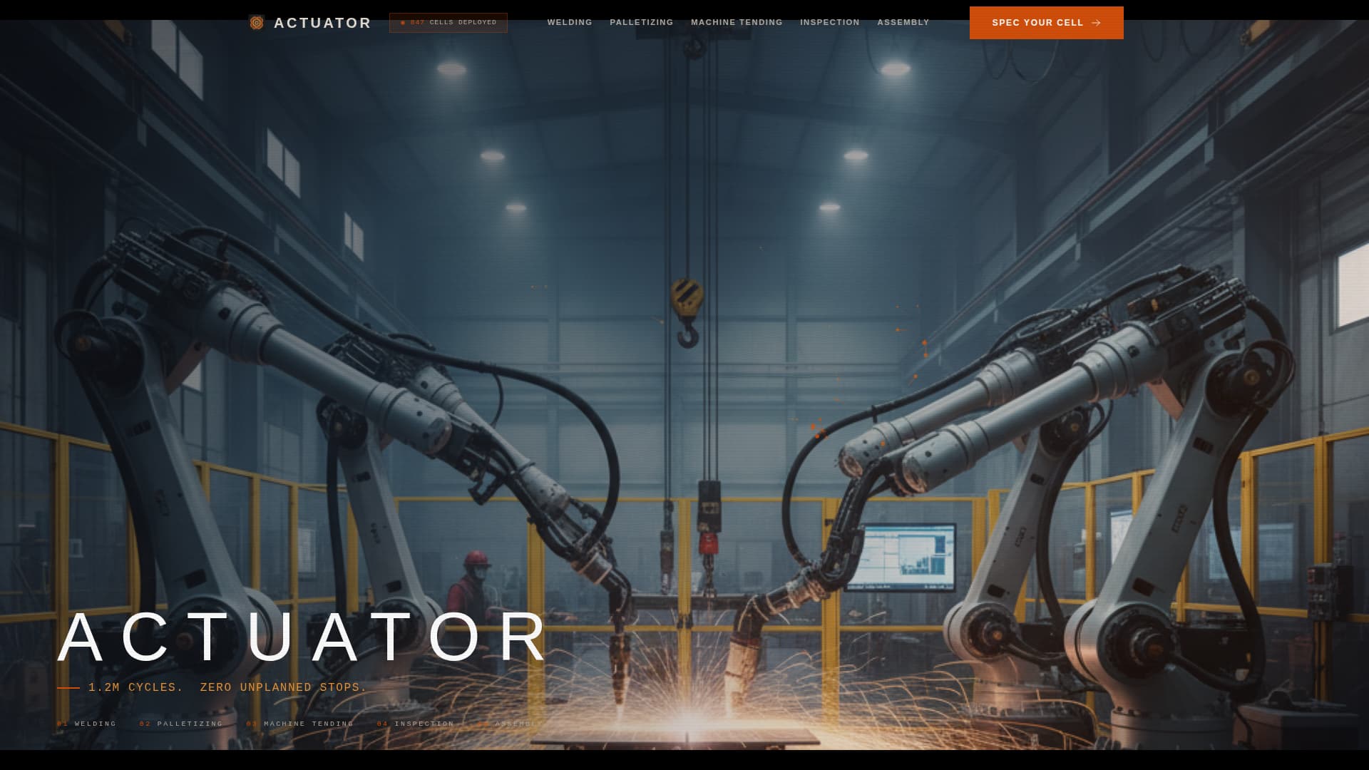 Actuator — Precision Industrial Robotics Landing Page Template