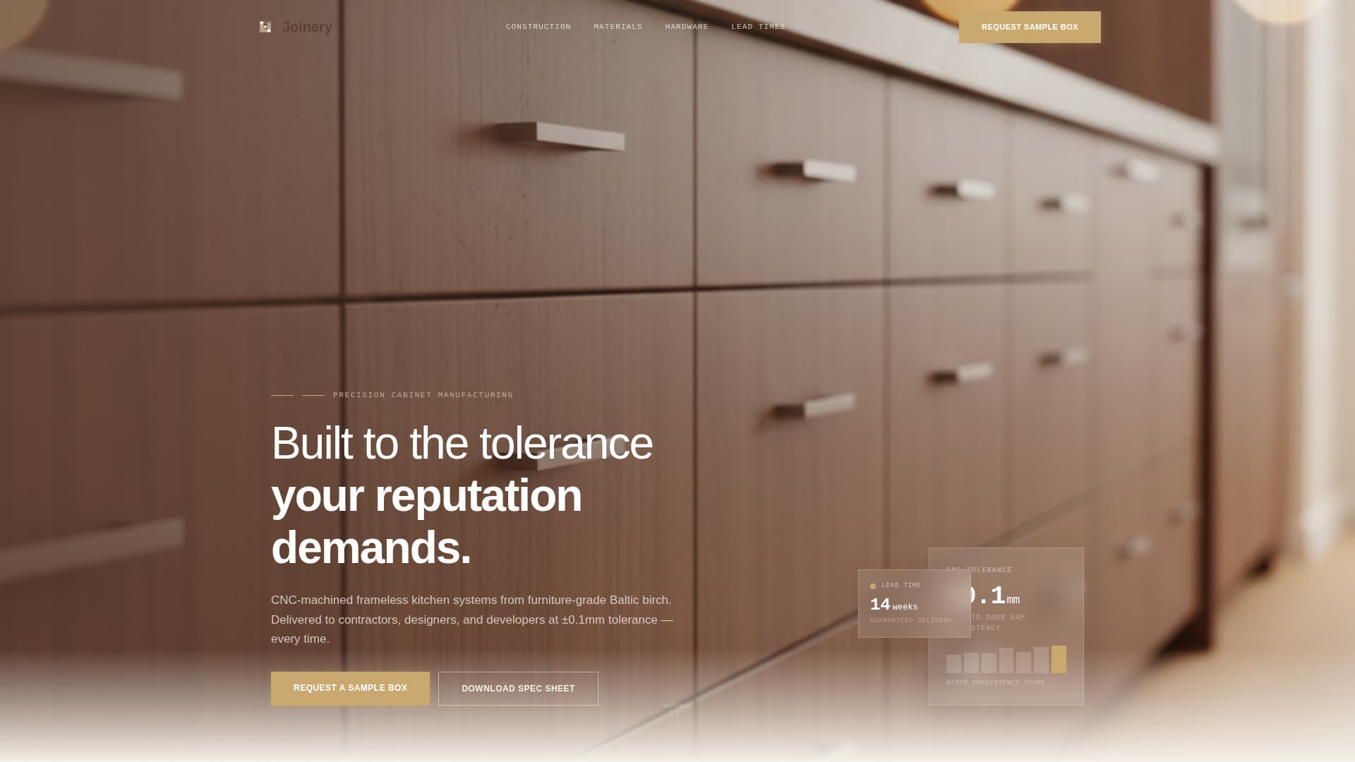 Joinery - Precision Cabinet Landing Page Template