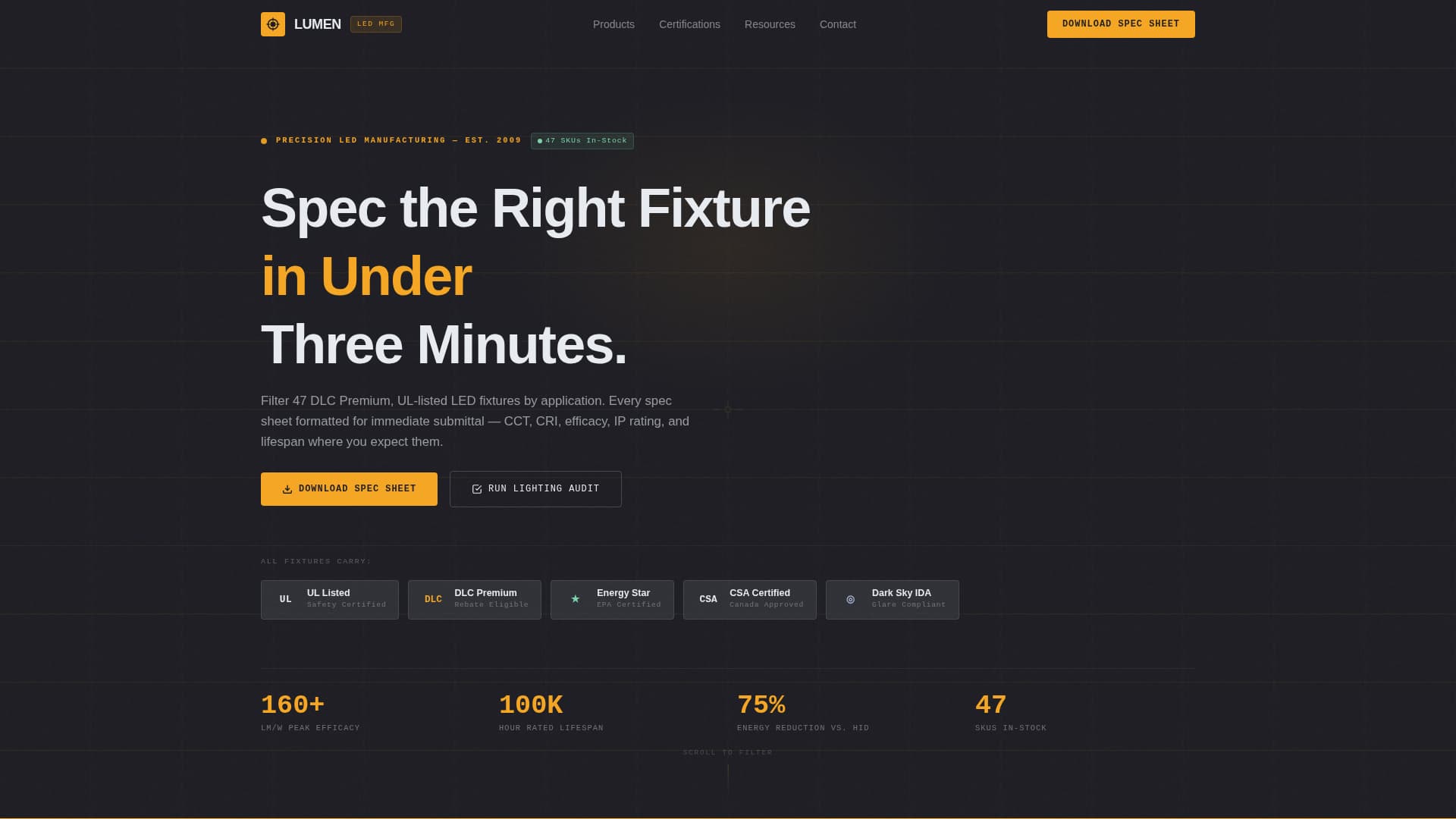 Lumen - Precision Lighting Landing Page Template