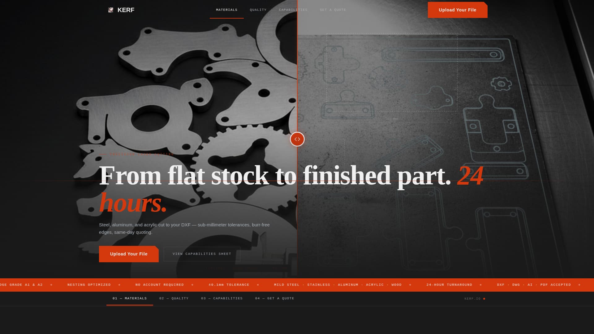 Kerf - Precision Lasercutting Landing Page Template