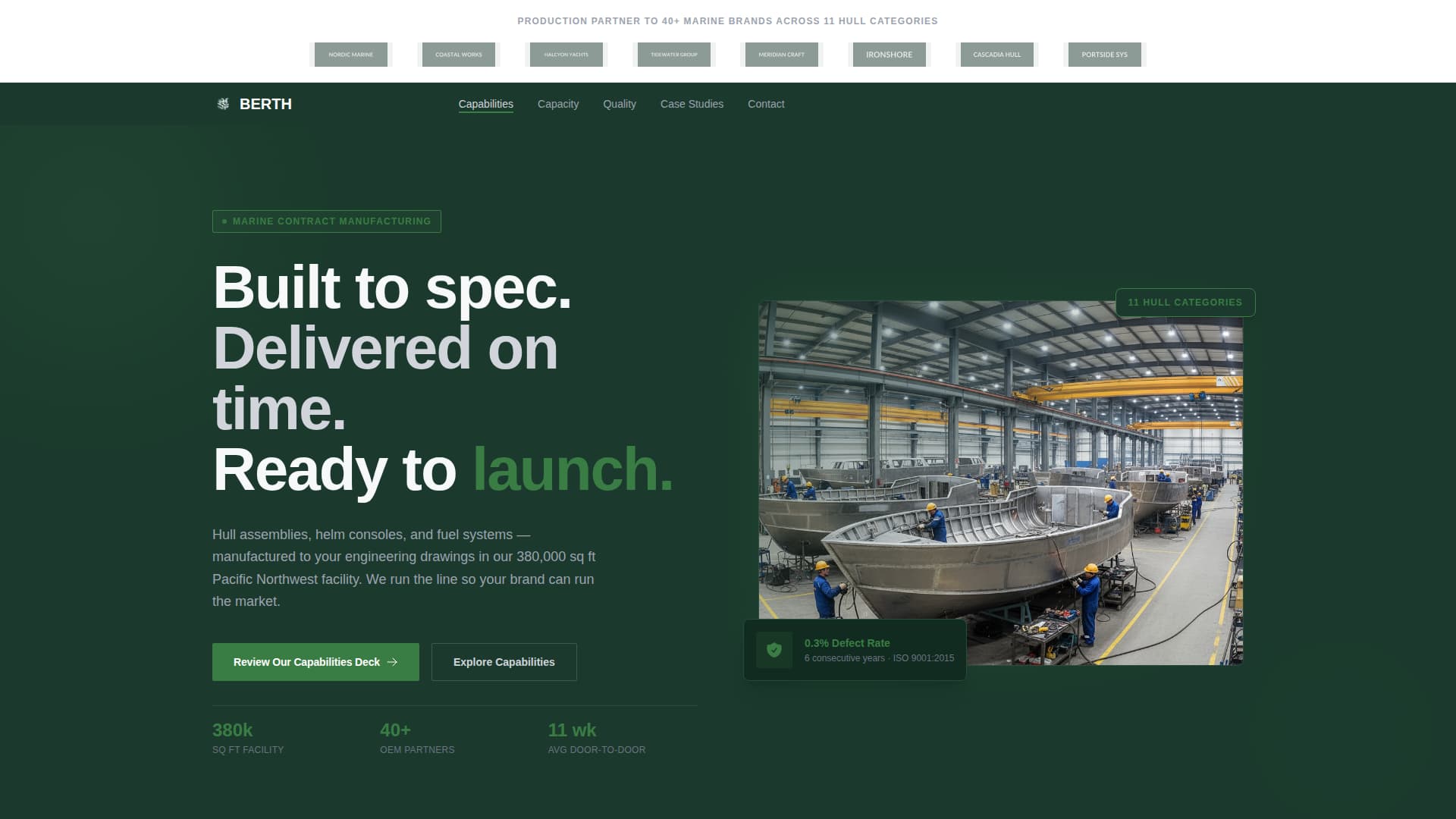 Berth - Precision Marinemanufacturing Landing Page Template