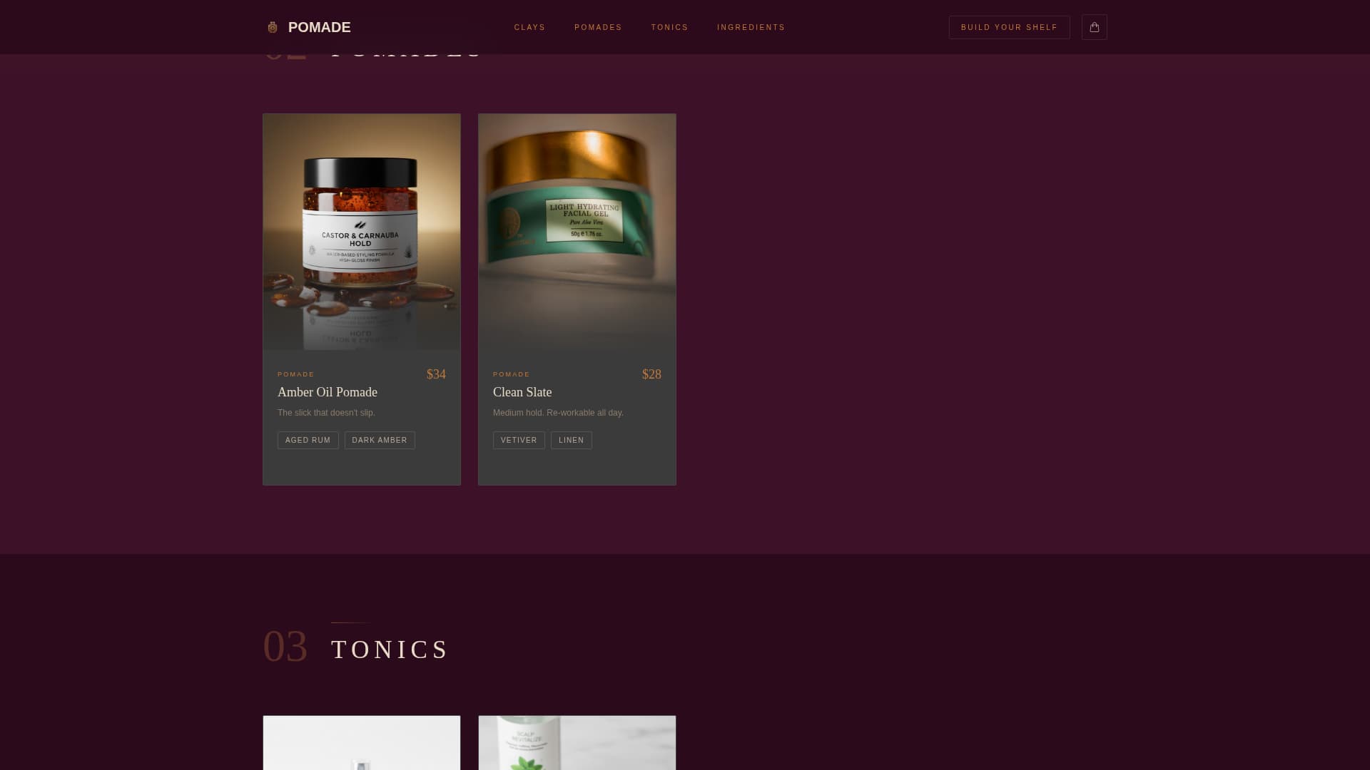Pomade - Artisan Grooming Landing Page Template