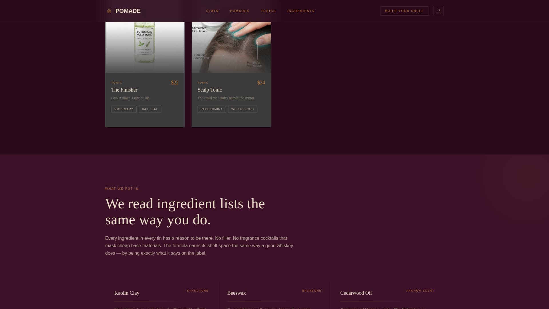 Pomade - Artisan Grooming Landing Page Template