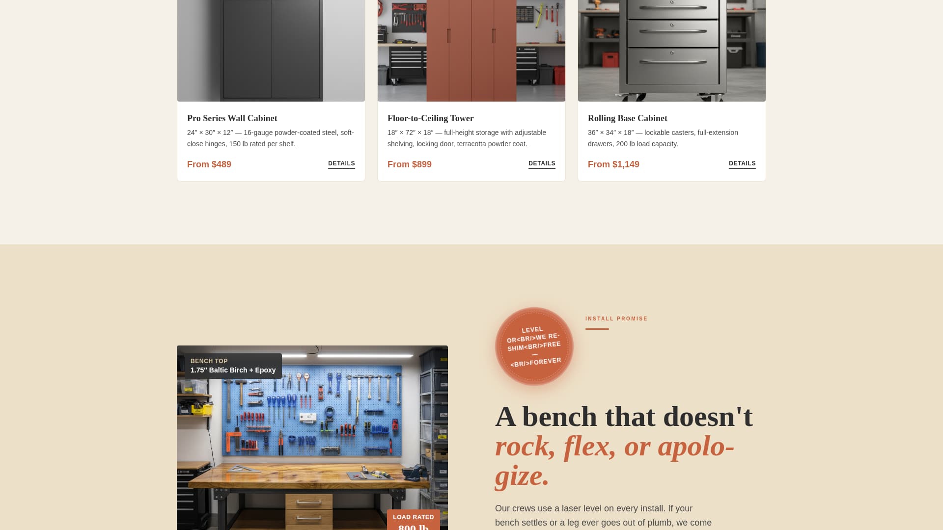 Workbench - Ironclad Garage Landing Page Template