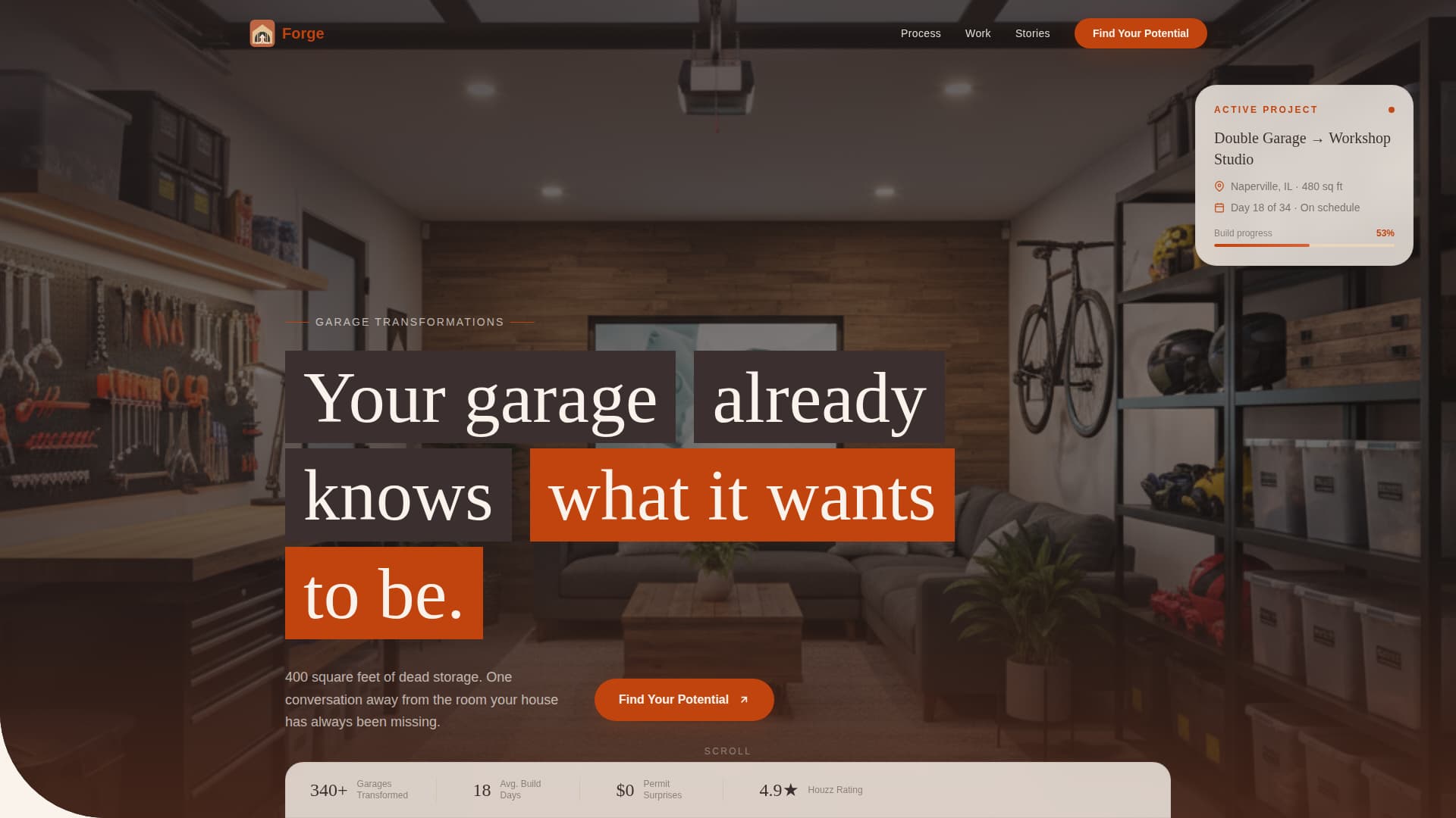 Forge - Transformative Garageremodeling Landing Page Template