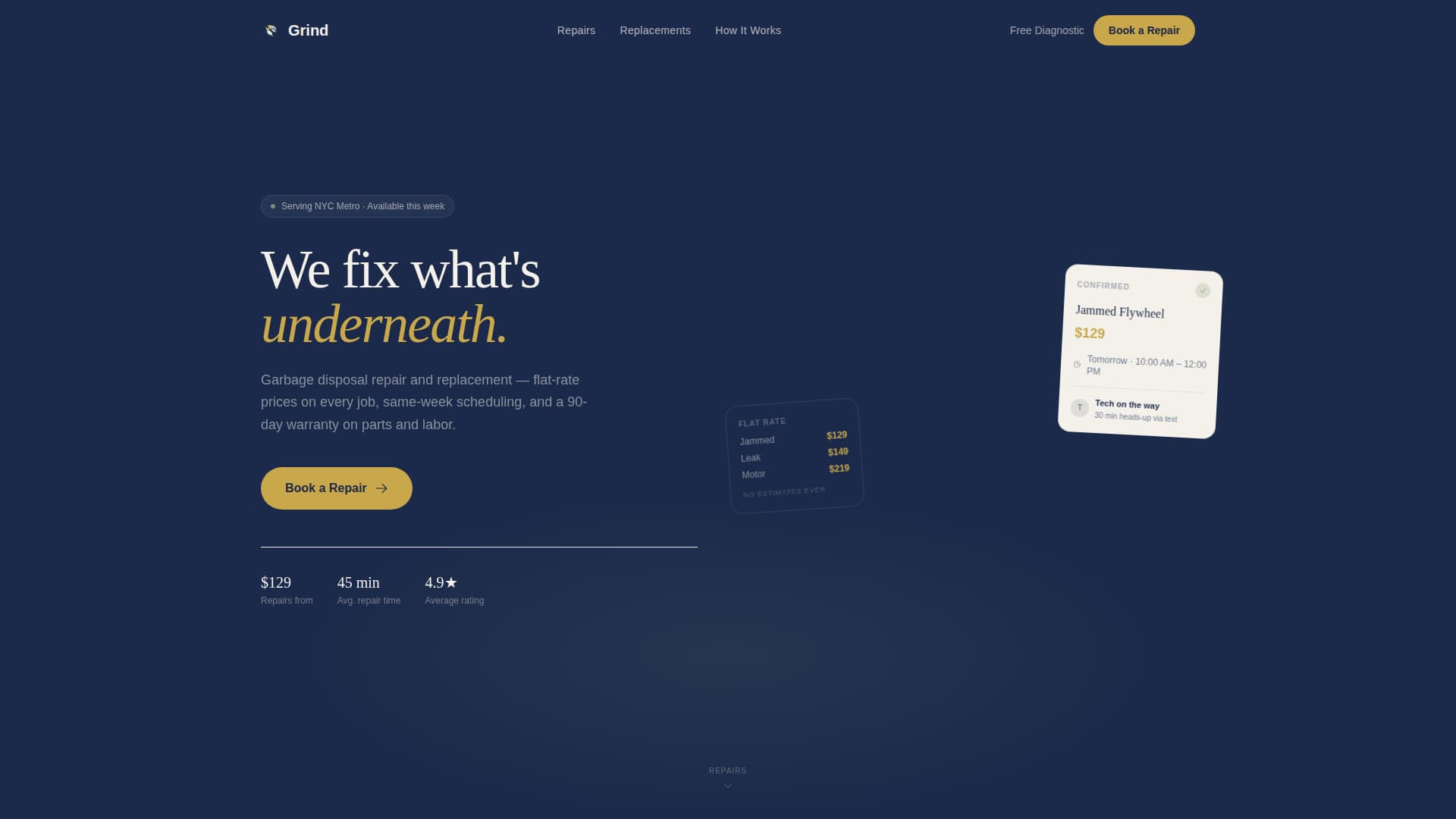Grind - Trusted Disposalrepair Landing Page Template