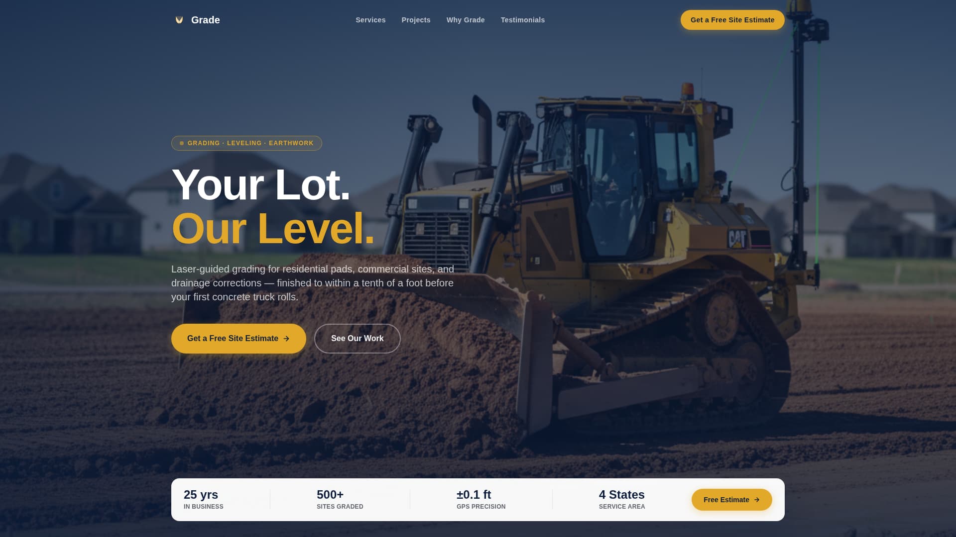 Graderight - Precision Grading Landing Page Template