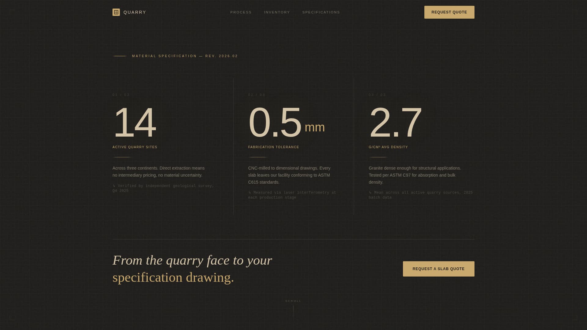 Quarry - Precision Granite Landing Page Template