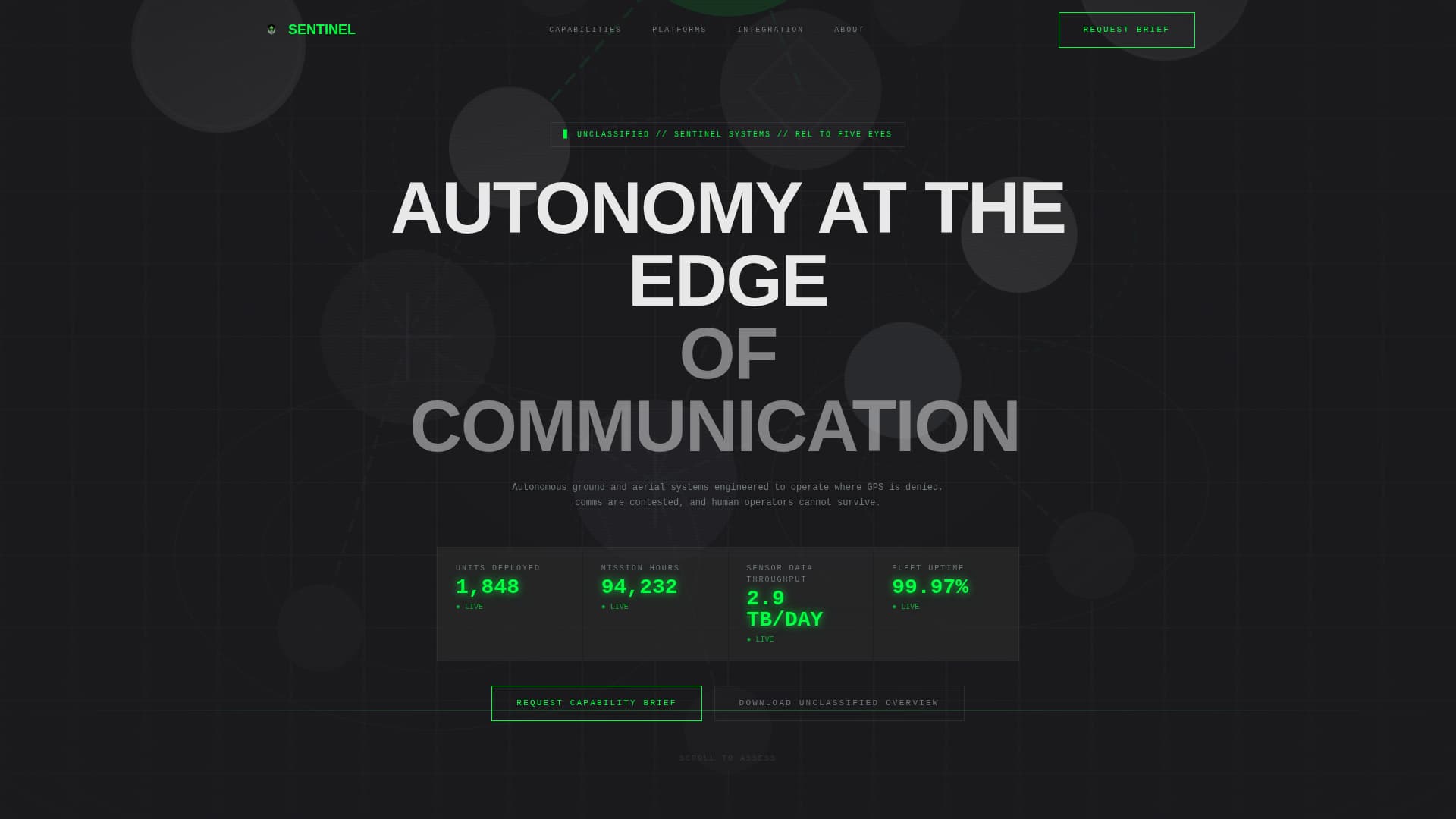 Sentinel - Autonomous Defense Landing Page Template