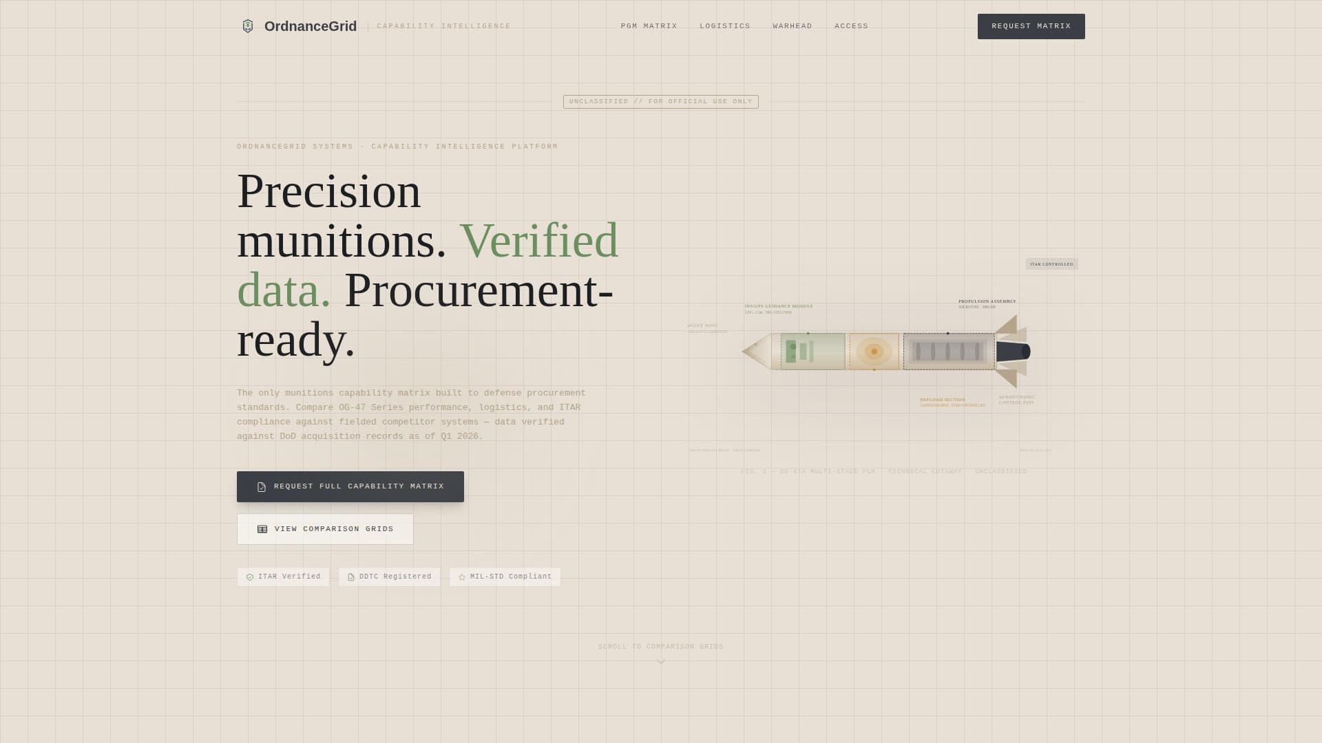 Ordnance - Precision Munitions Landing Page Template