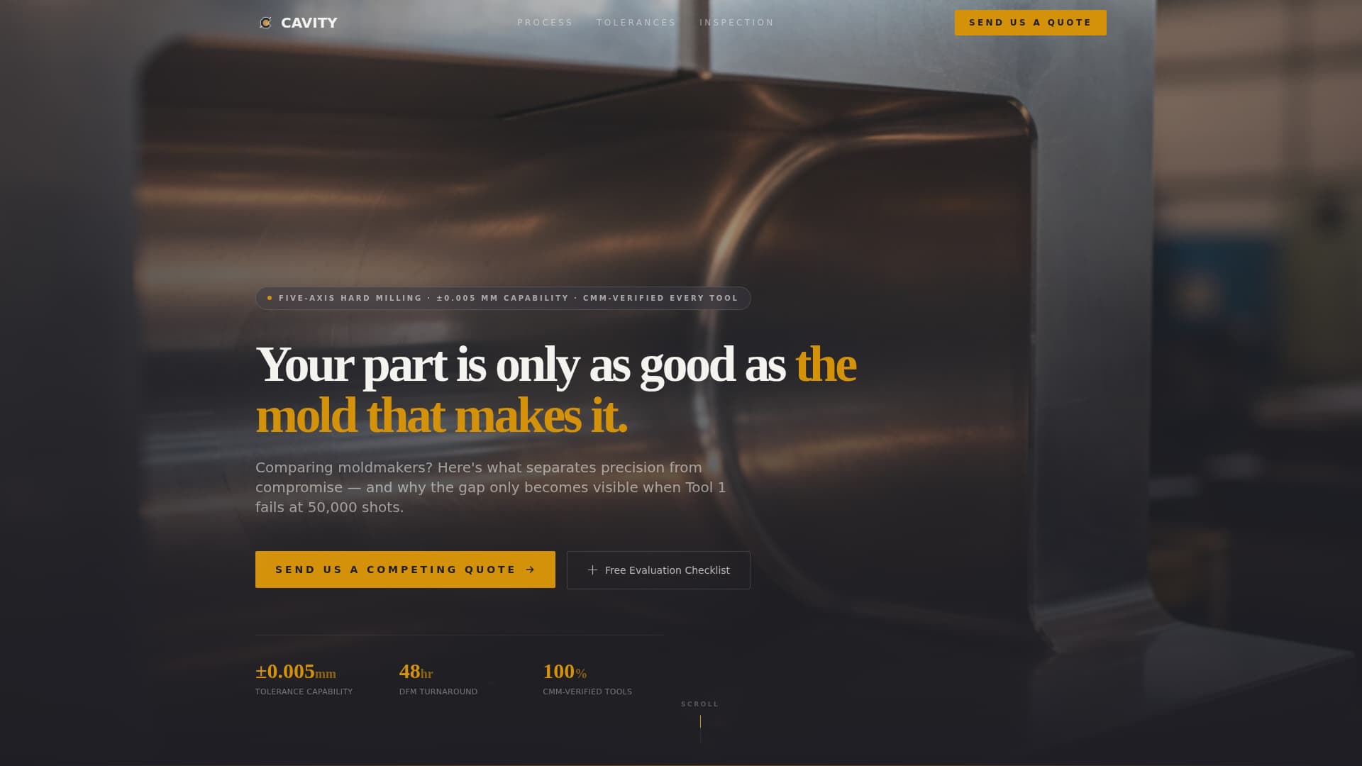 Cavity - Precision Moldmaking Landing Page Template