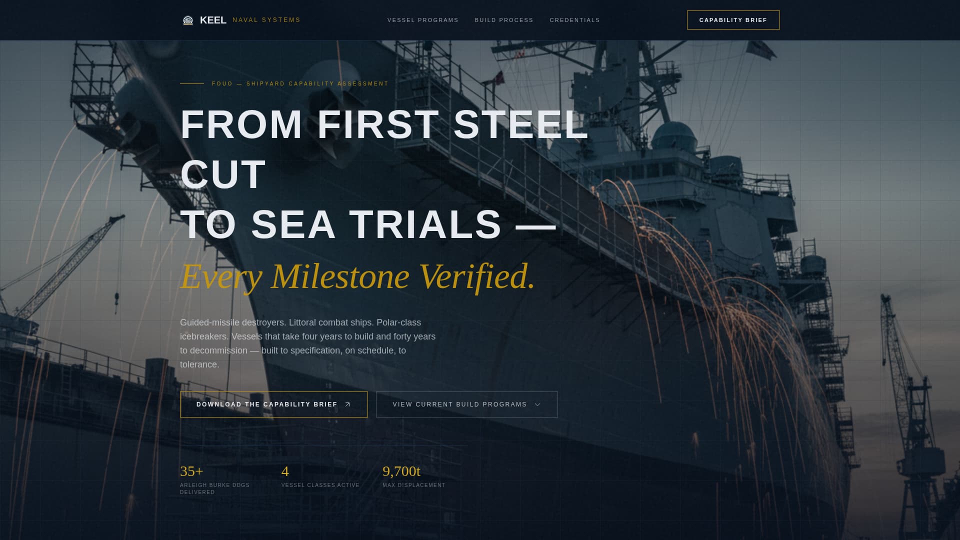 Keel - Precision Navalshipbuilding Landing Page Template