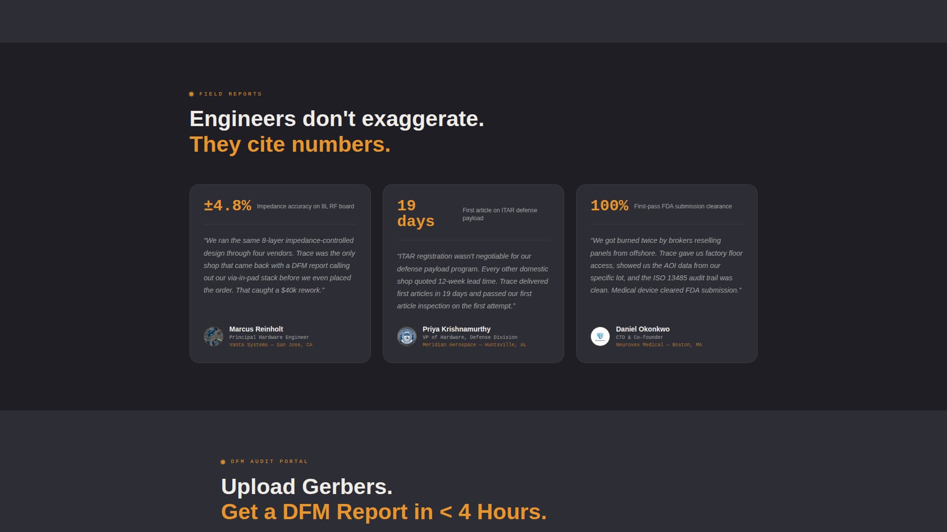 Trace - Precision PCB Landing Page Template