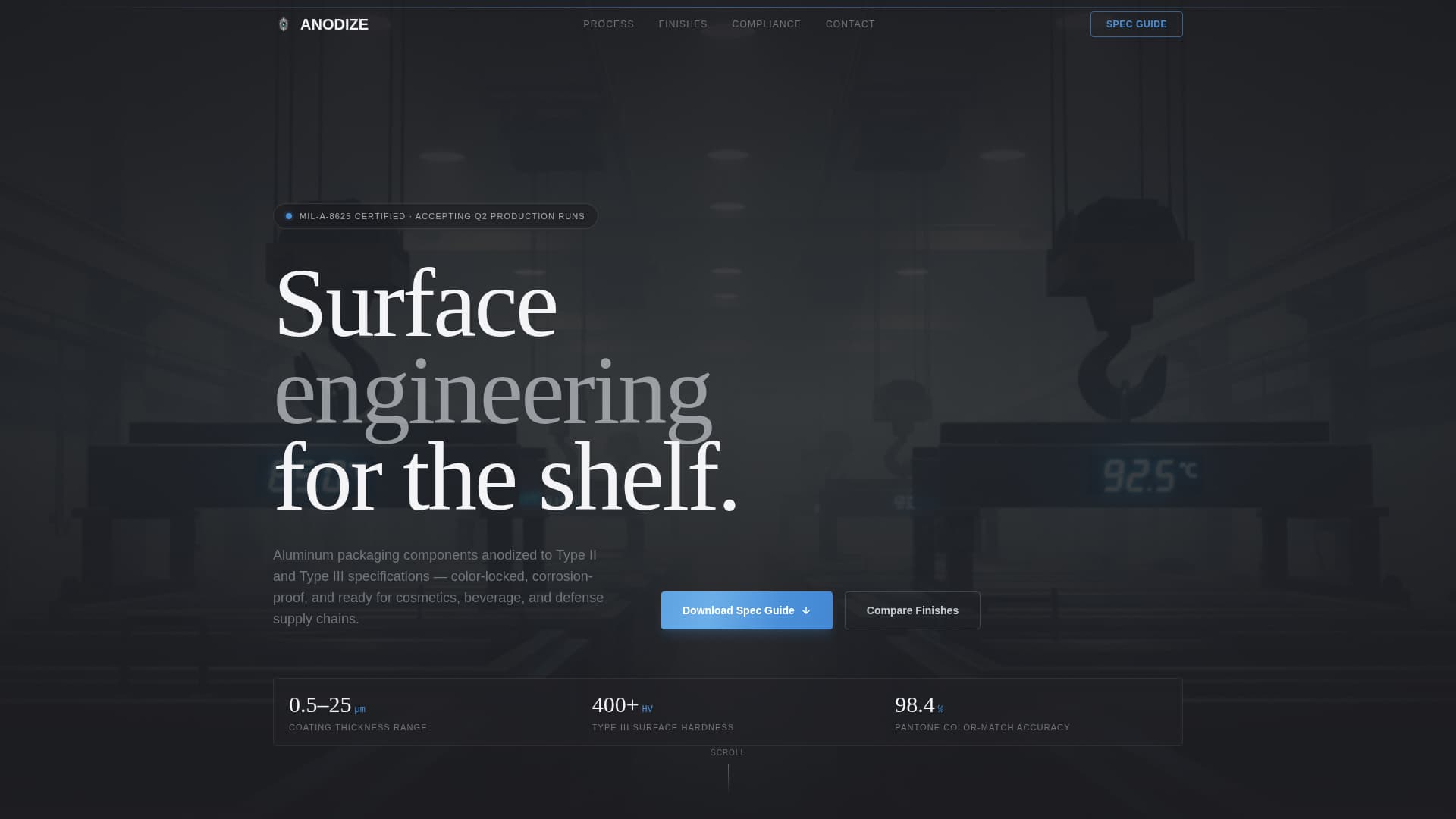 Anodize - Precision Packaging Landing Page Template