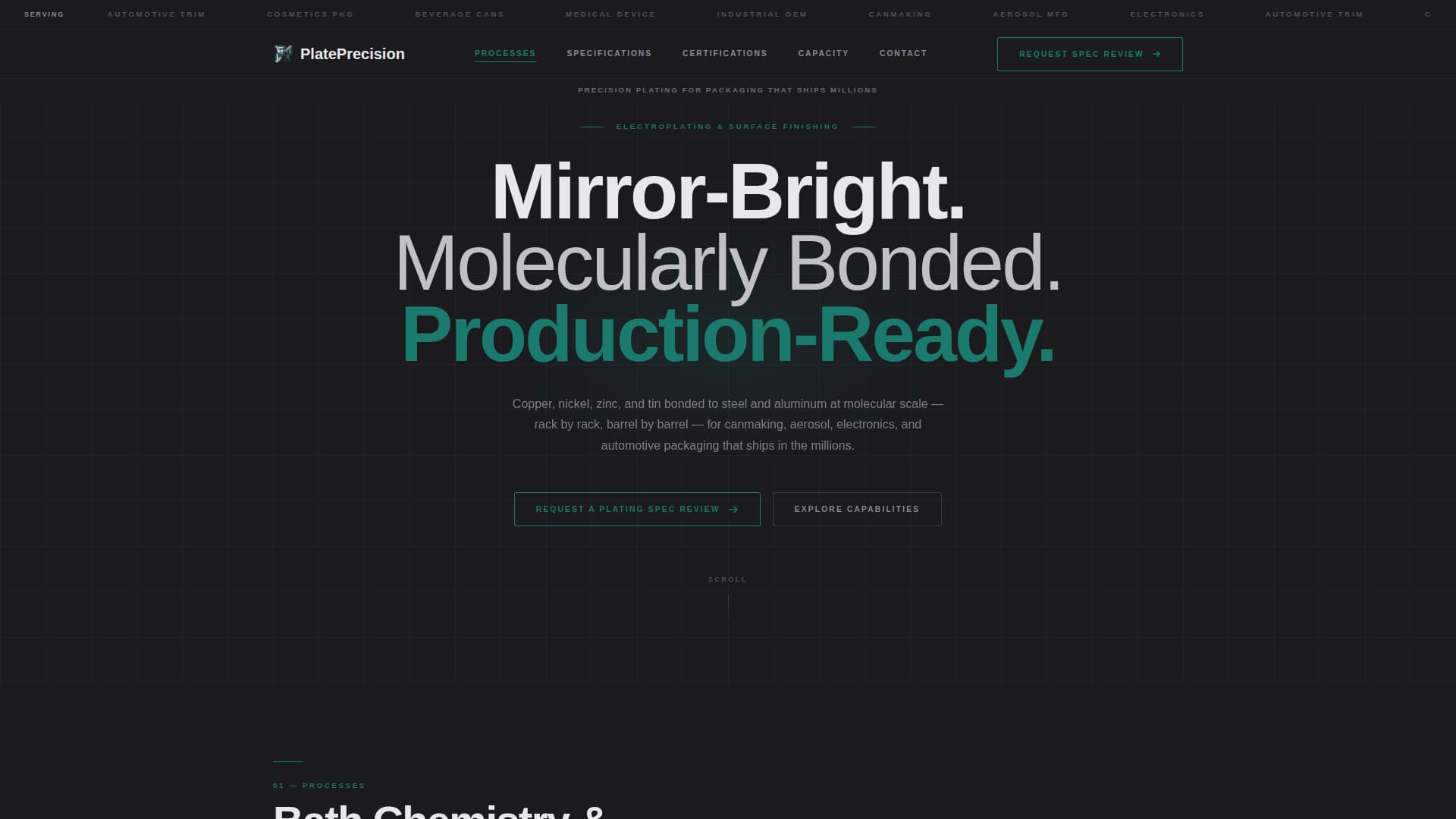 Plateprecision - Flawless Electroplating Landing Page Template