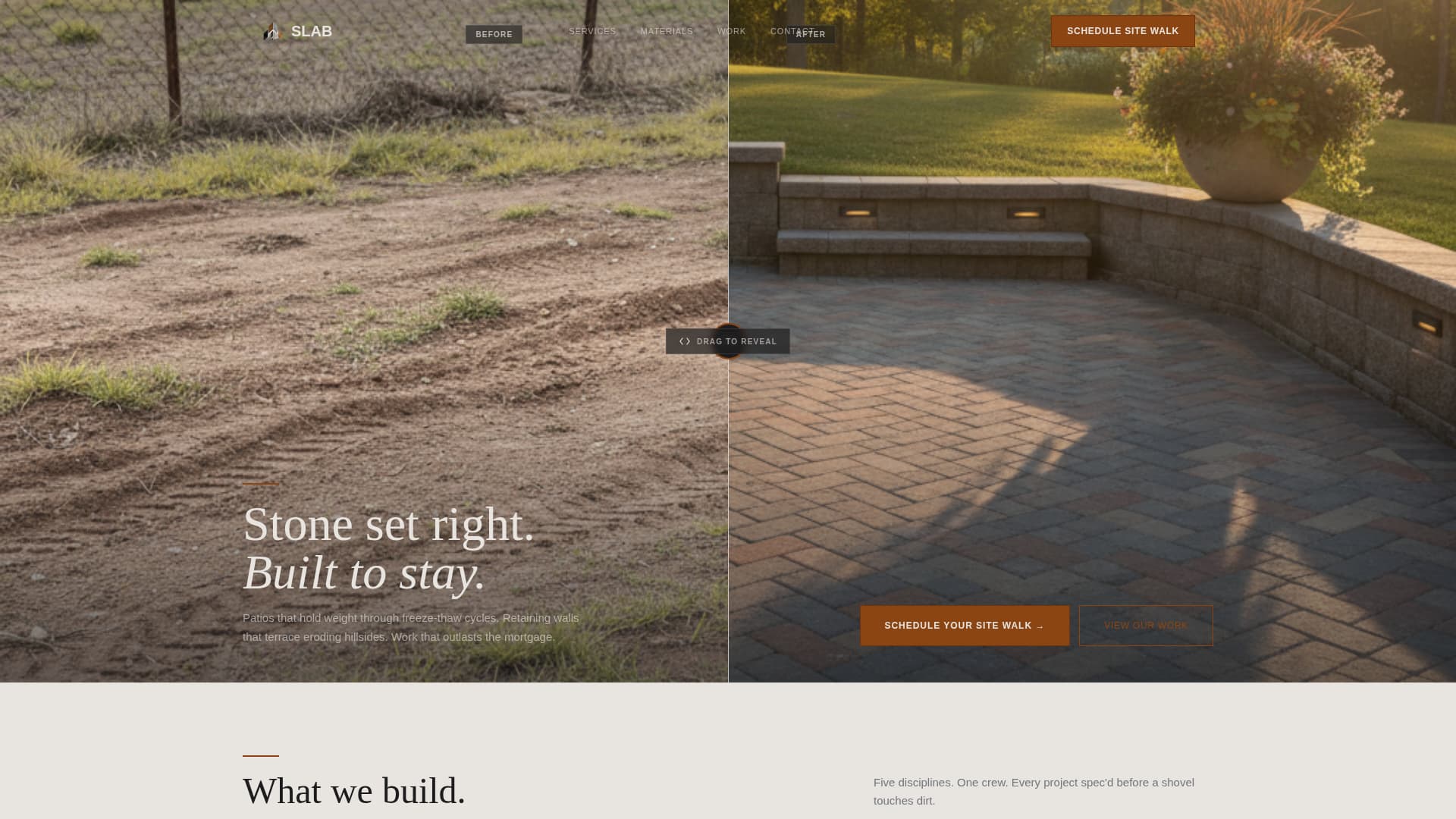 Slab - Rugged Hardscaping Landing Page Template
