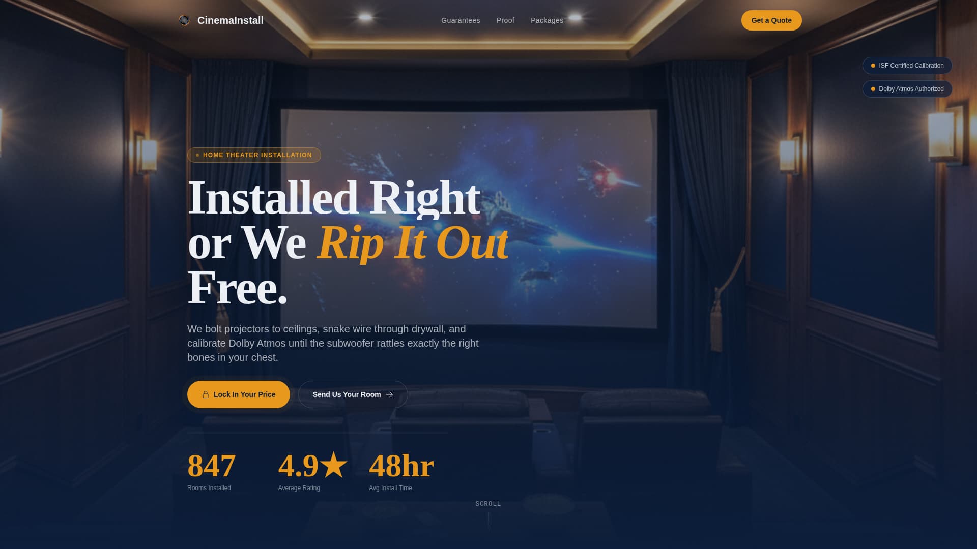 Cinemainstall - Immersive Hometheater Landing Page Template
