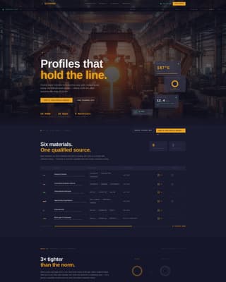 Extrude — Advanced Extrusion Manufacturing Landing Page Template