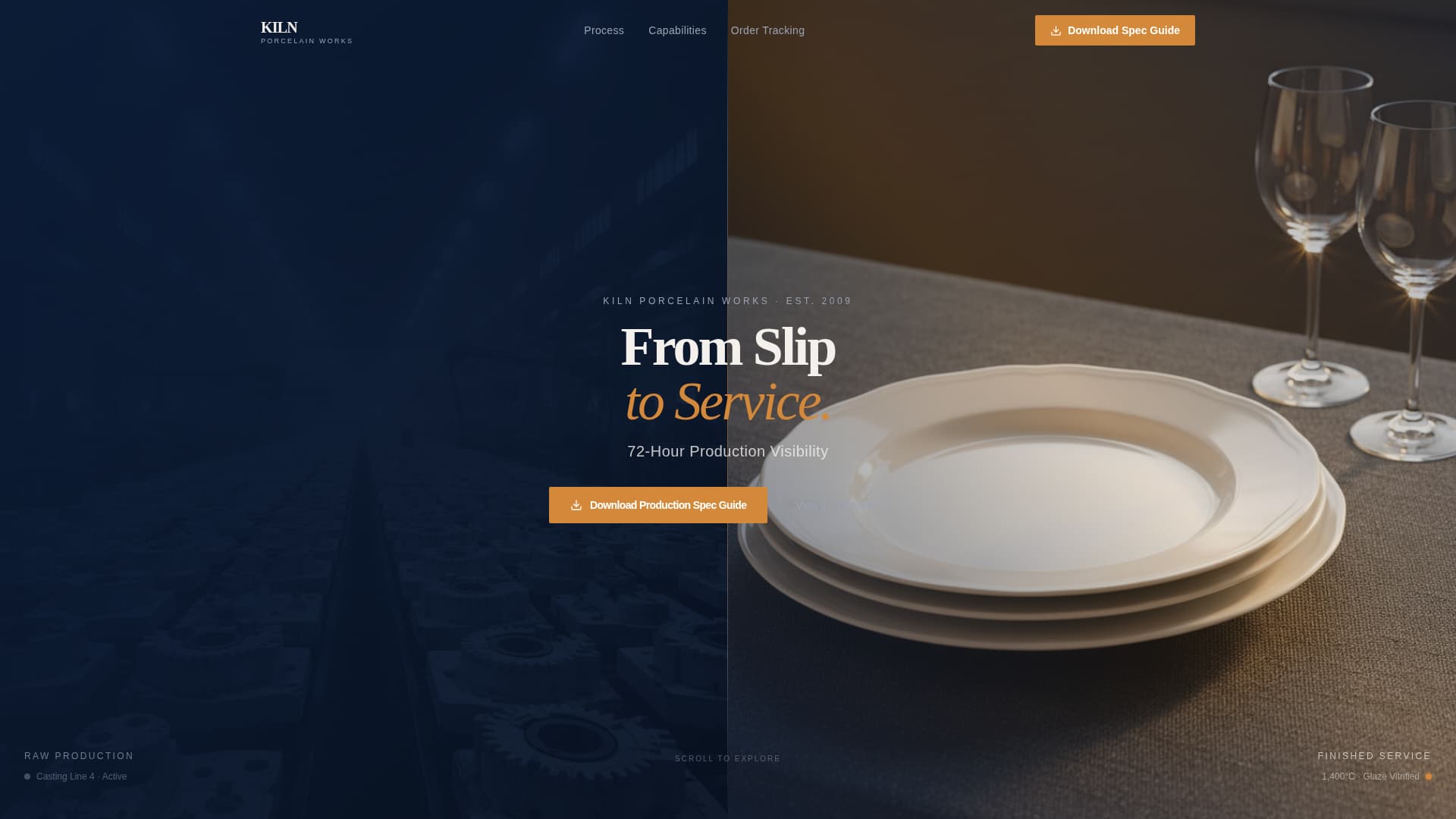 Kiln - Precision Tableware Landing Page Template