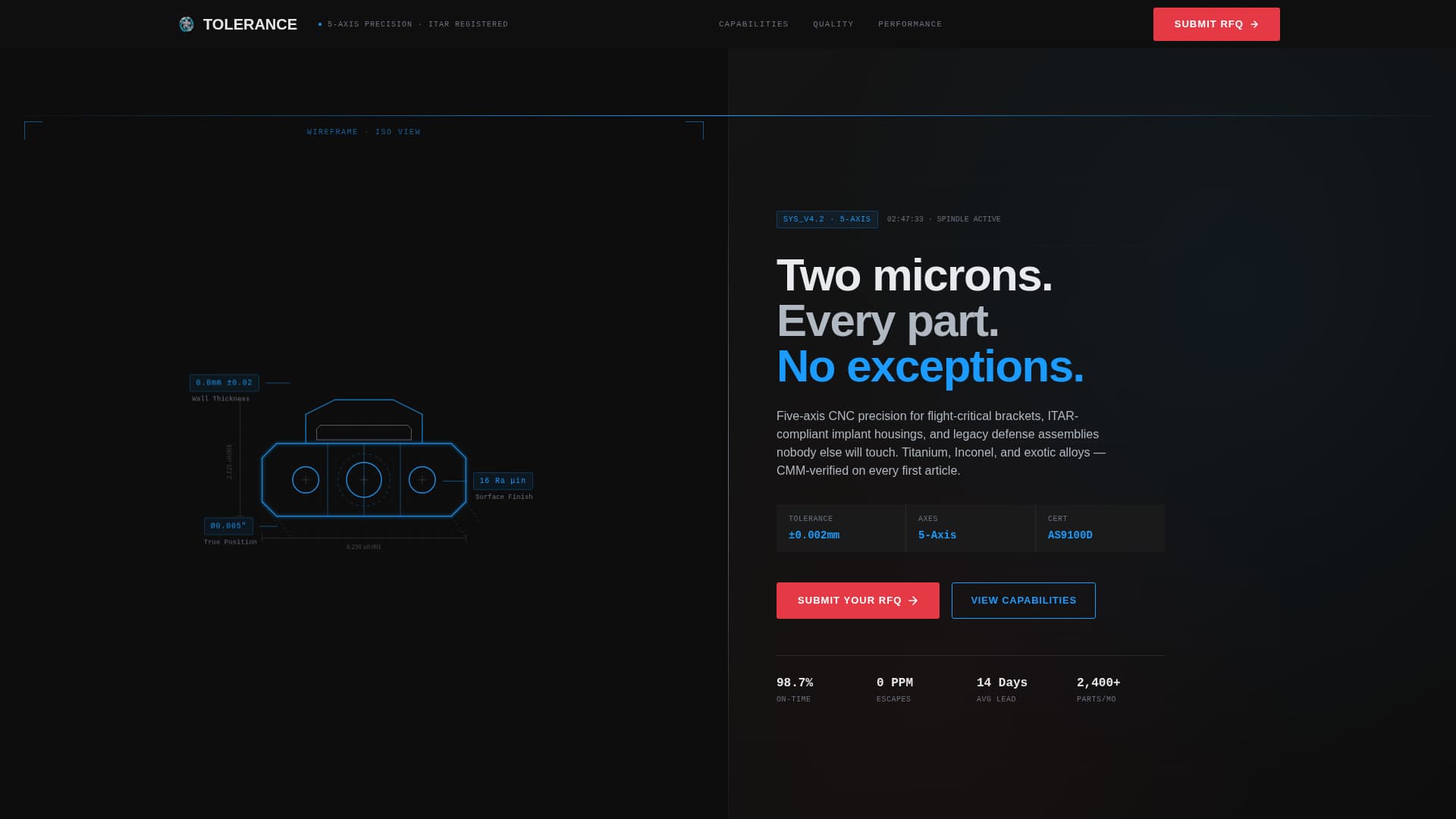 Tolerance - Precision Manufacturing Landing Page Template