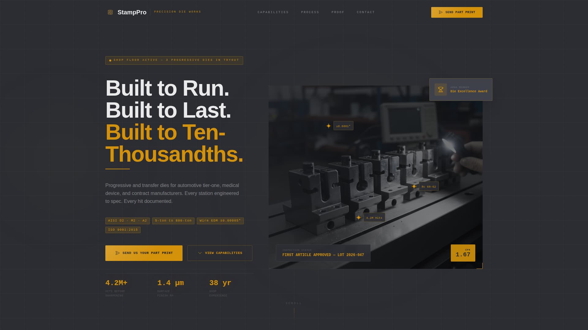 Stamppro - Precision Diemaking Landing Page Template