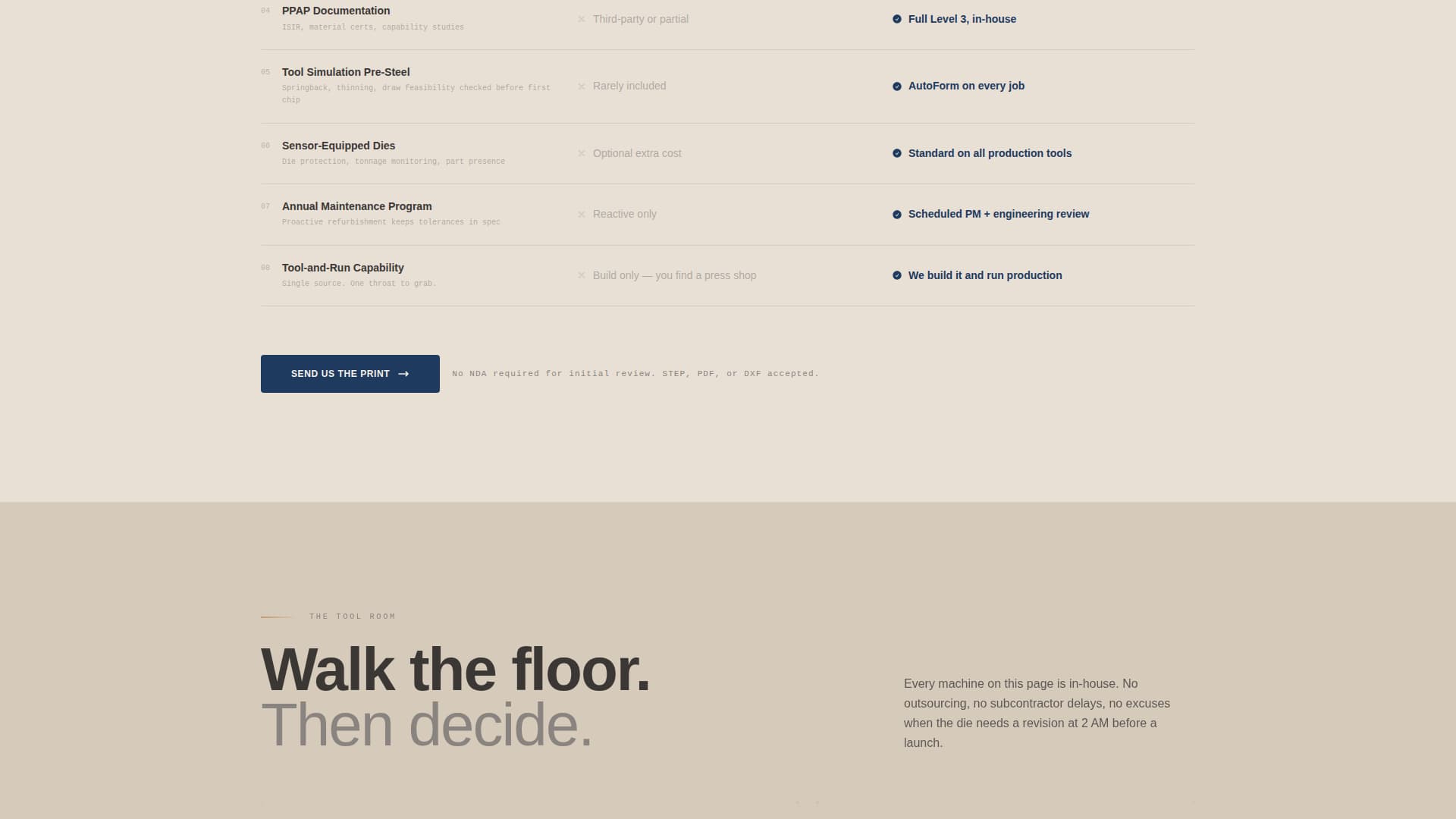 Stamped - Precision Diemaking Landing Page Template
