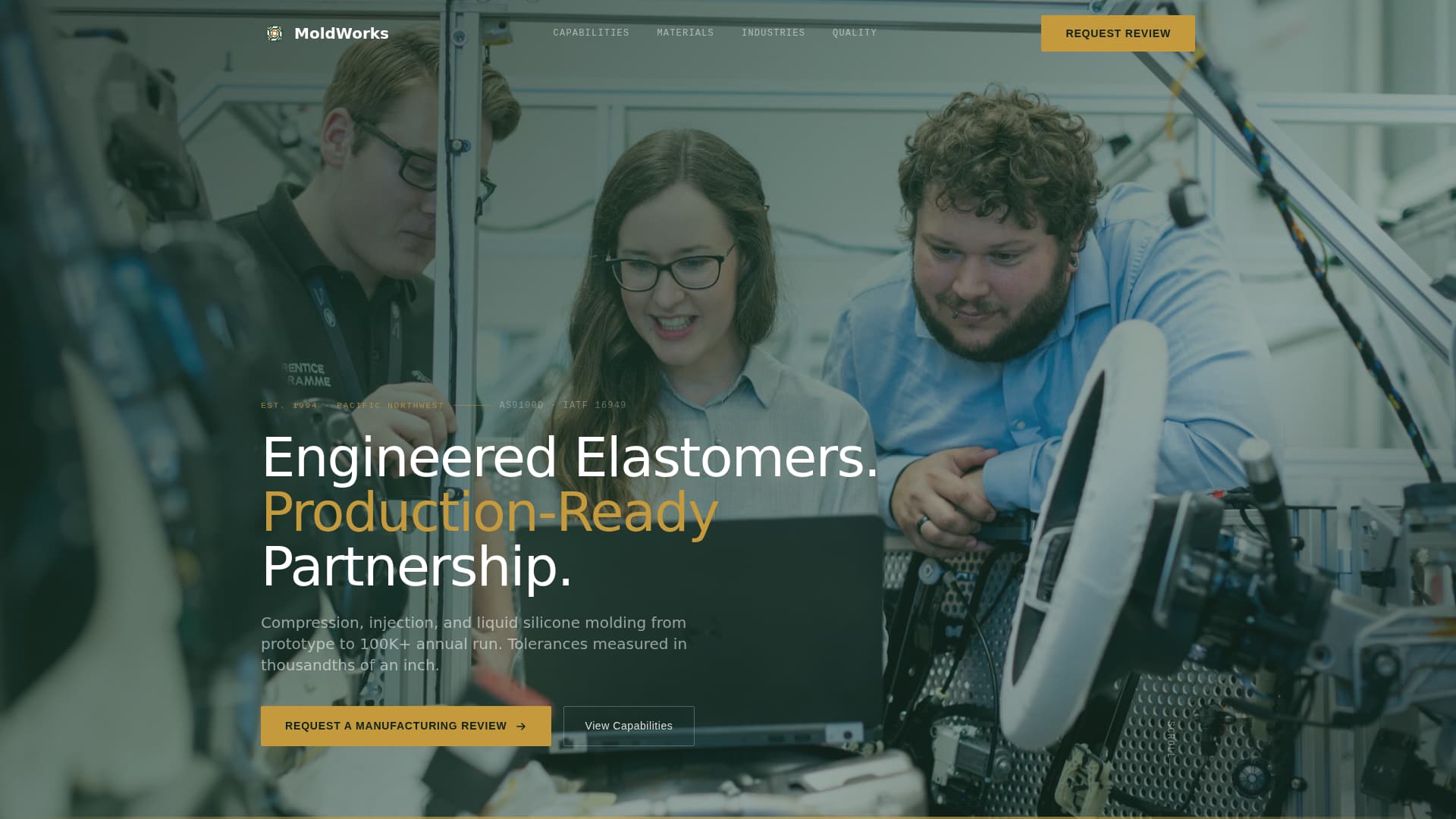 Moldworks - Precision Elastomer Landing Page Template