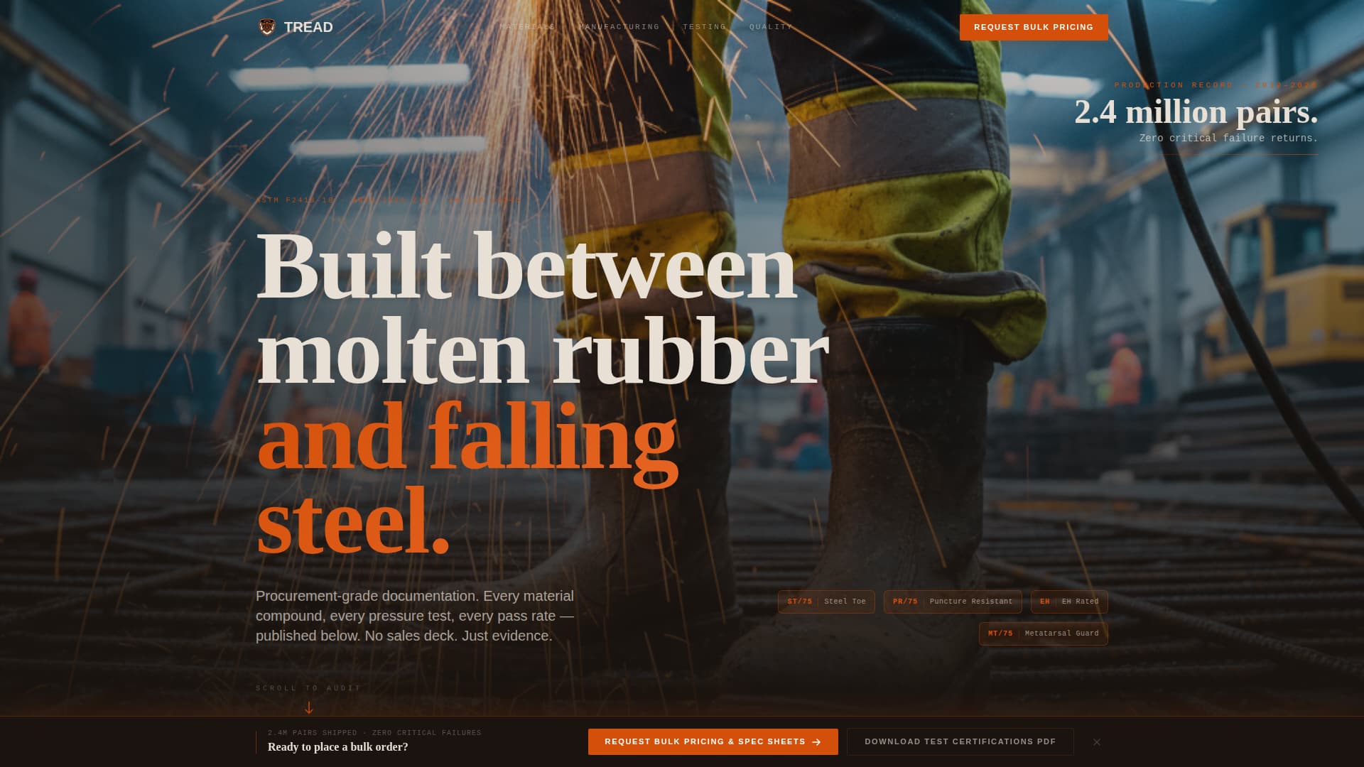 Tread - Industrial Safetyboot Landing Page Template