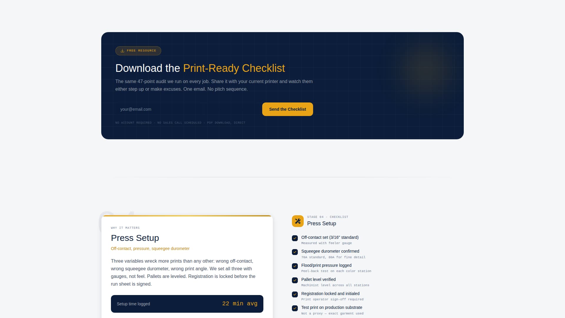 Press - Precision Screenprinting Landing Page Template