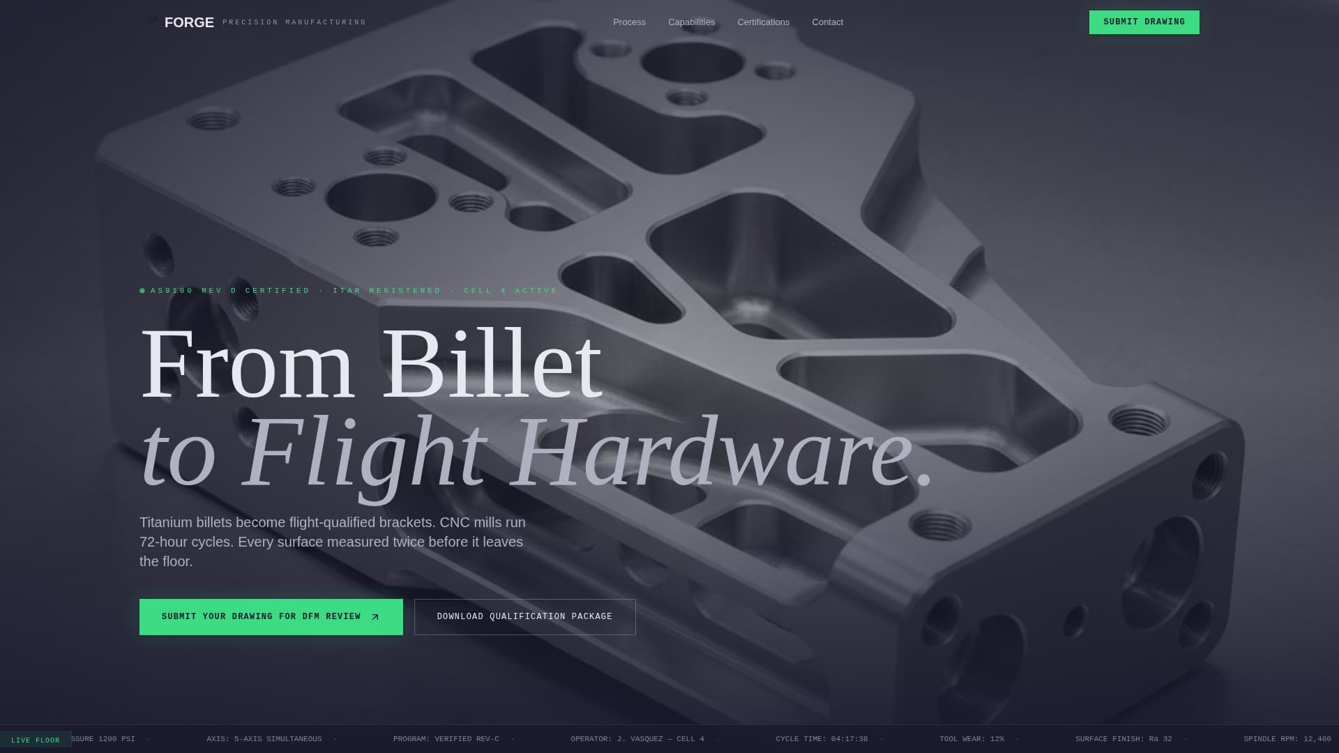 Forge — Advanced Aerospace Manufacturing Landing Page Template