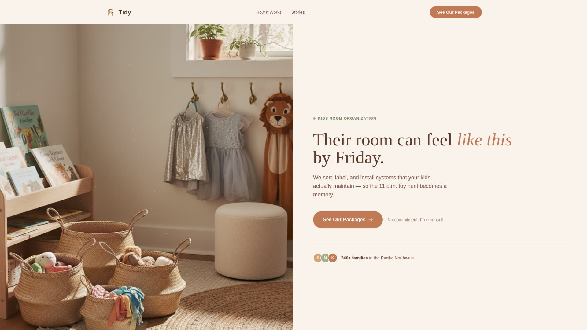 Tidy - Calming Kidsroom Landing Page Template