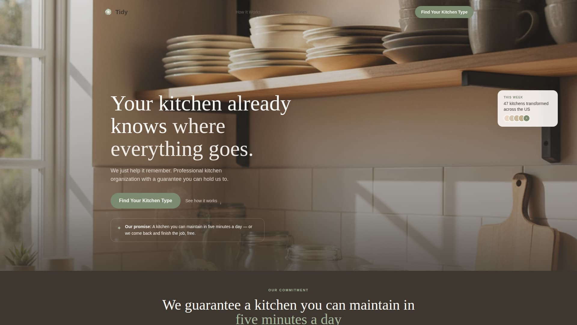 Tidy - Calming Kitchenorganizer Landing Page Template