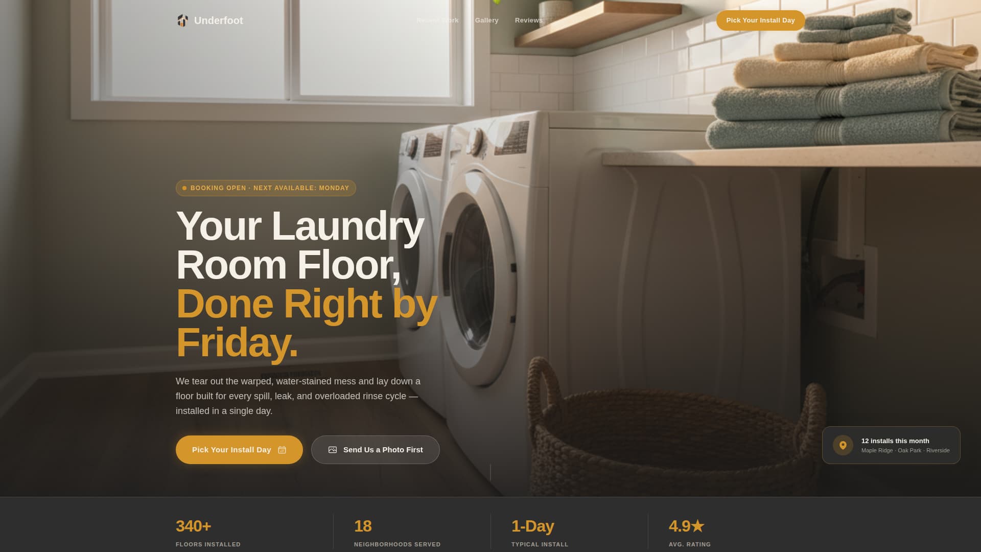 Underfoot - Trusted Flooring Landing Page Template